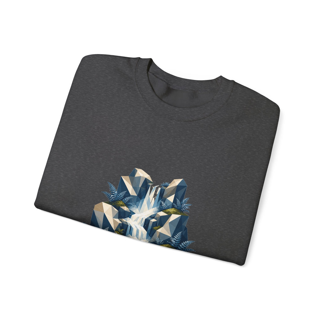 Matching Couple Sweatshirt - Wildfire & Waterfall Matching Couple Crewneck Sweatshirt Geometric Art His Hers Couple Gift - Design B