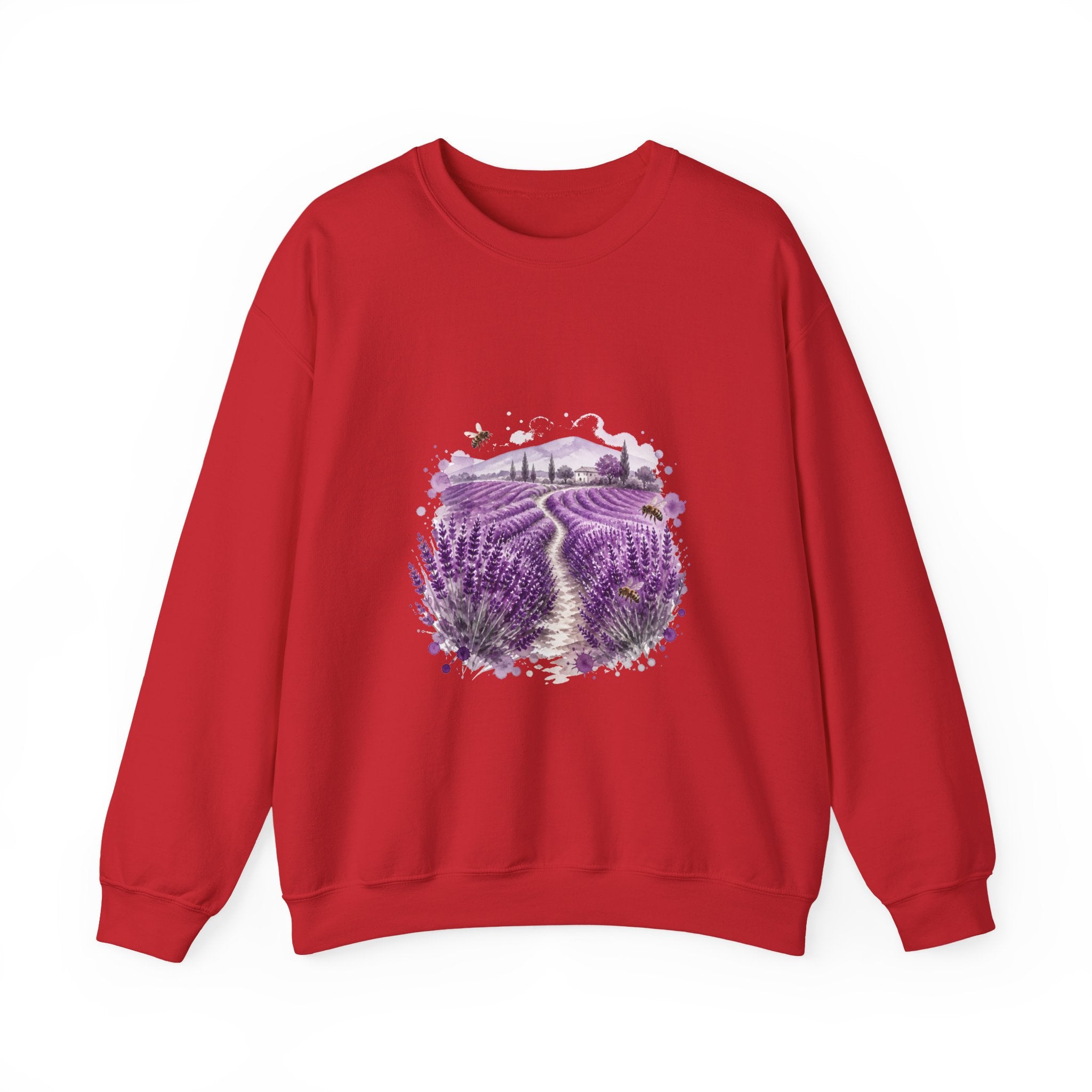 Matching Couple Sweatshirt - Lavender Fields & Canyon Matching Couple Crewneck Sweatshirt Watercolor Art His Hers Engagement Gift - Design A