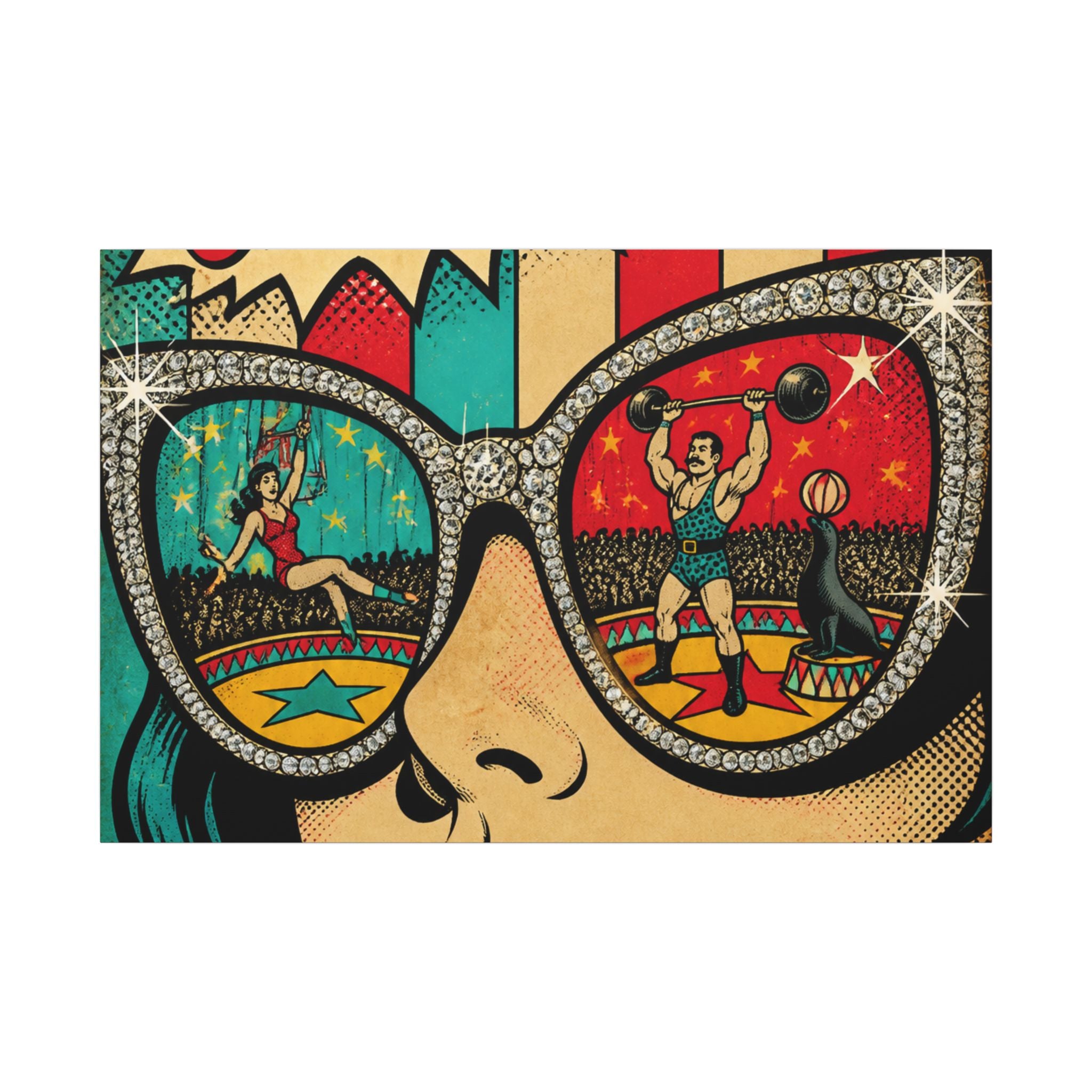 Sunglasses Circus Ring Wall Art Canvas 24×36 Pop Art Restaurant Decor Maximalist Print
