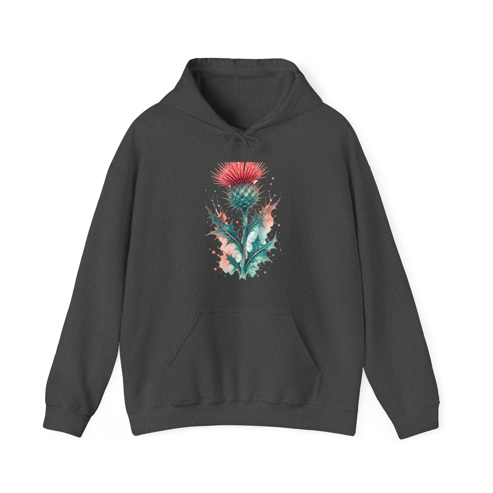 Matching Couple Sweatshirt - Lavender & Thistle Matching Couple Hooded Sweatshirt Watercolor Art His Hers Engagement Gift - Design B