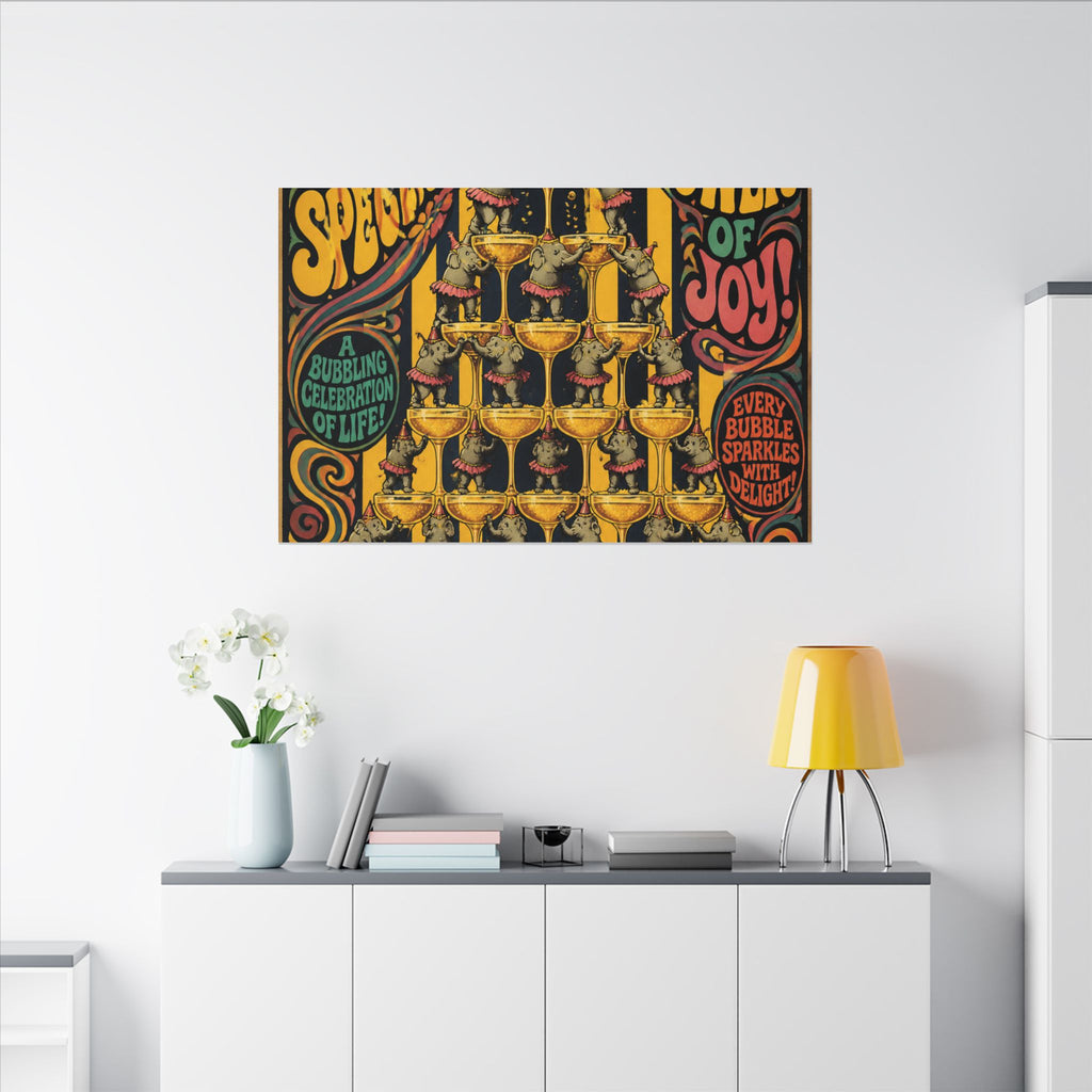 Champagne Tower Elephants Wall Art Canvas 24×36 Psychedelic Dining Room Decor Maximalist Print