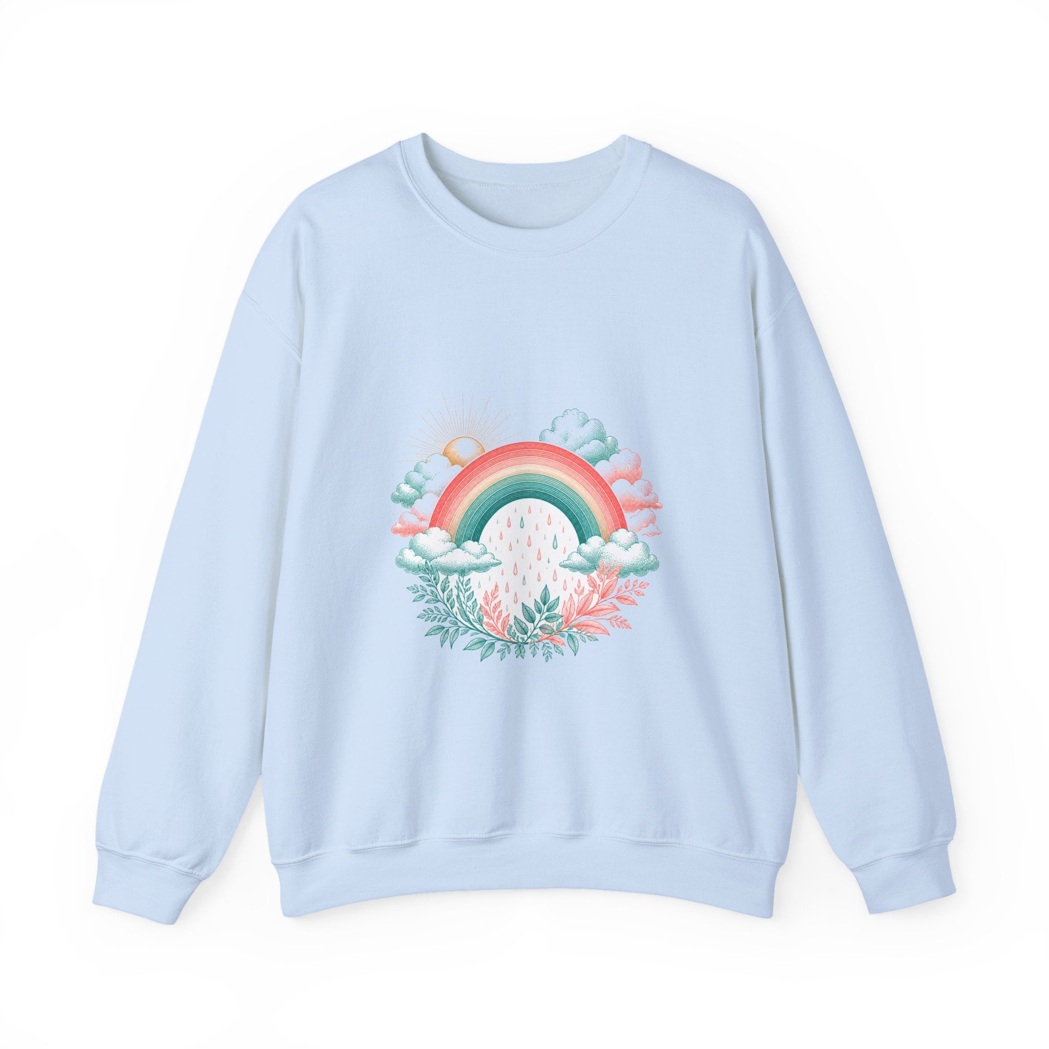 Matching Couple Sweatshirt - Storm & Rainbow Matching Couple Comfort Colors Crew Vintage Art His Hers Honeymoon Gift - Design B