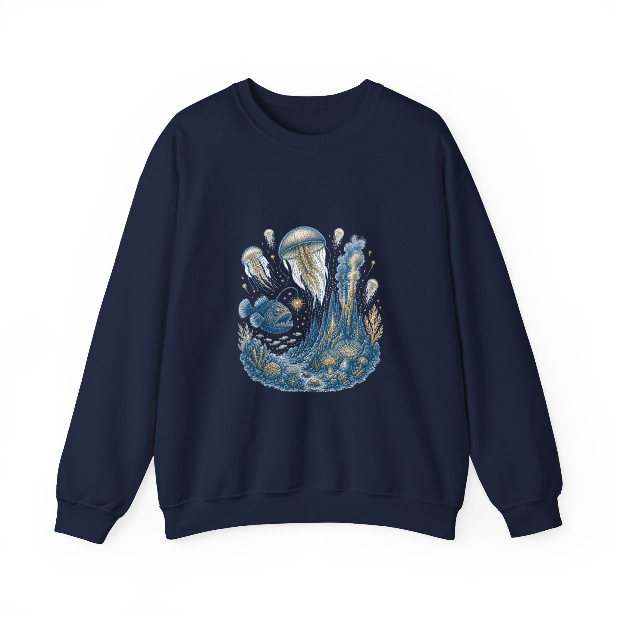 Matching Couple Sweatshirt - Coral Reef & Deep Sea Matching Couple Crewneck Sweatshirt Vintage Art His Hers Wedding Gift - Design B