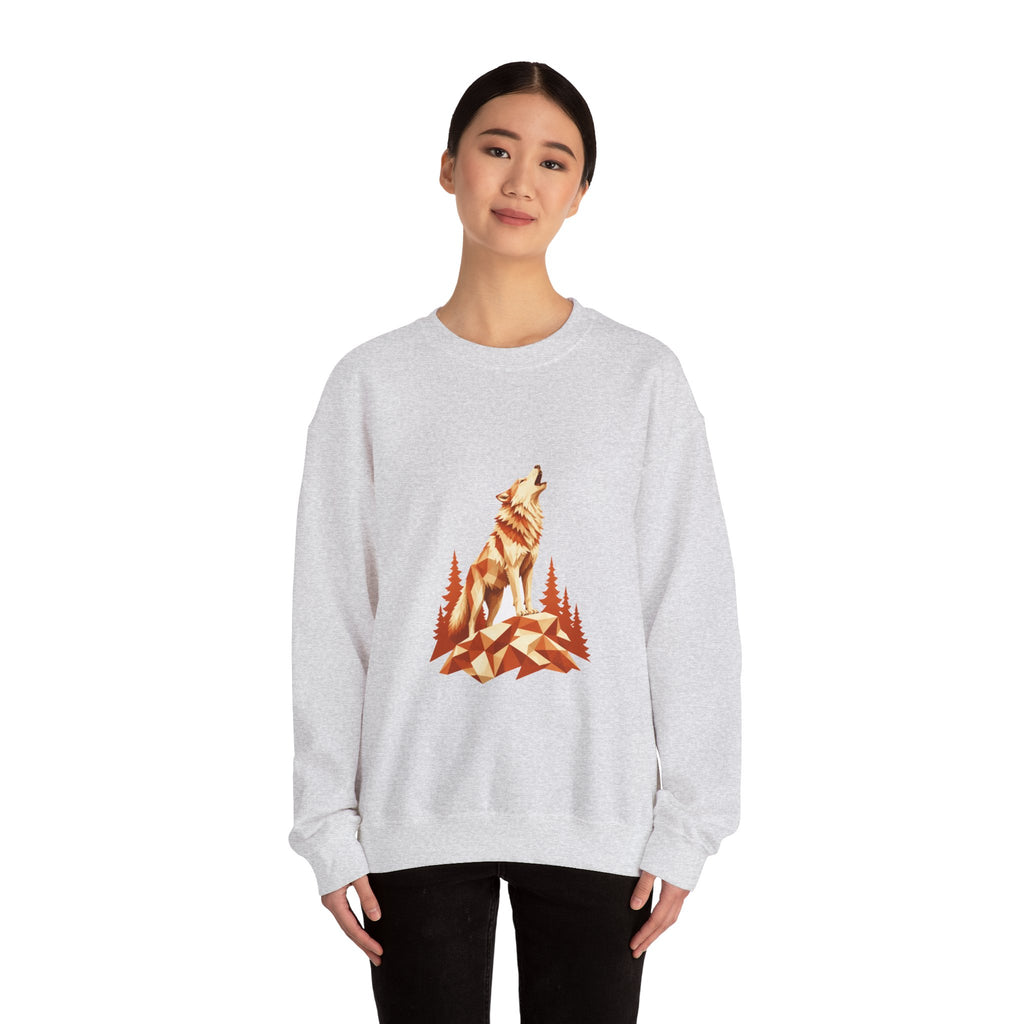 Matching Couple Sweatshirt - Wolf & Dove Matching Couple Crewneck Sweatshirt Geometric Art His Hers Couple Gift - Design A