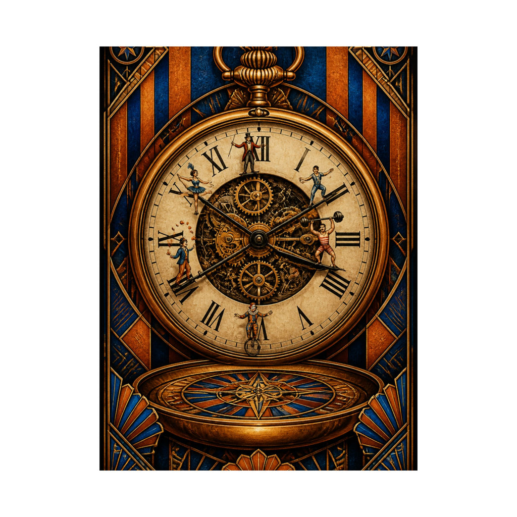 Pocket Watch Performers Wall Art Poster 18×24 Art Deco Entryway Decor Maximalist Print