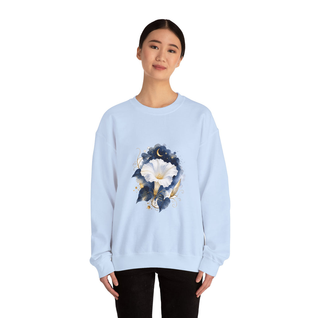 Matching Couple Sweatshirt - Sunflower & Moonflower Matching Couple Premium Fleece Sweatshirt Watercolor Art His Hers Birthday Gift - Design B