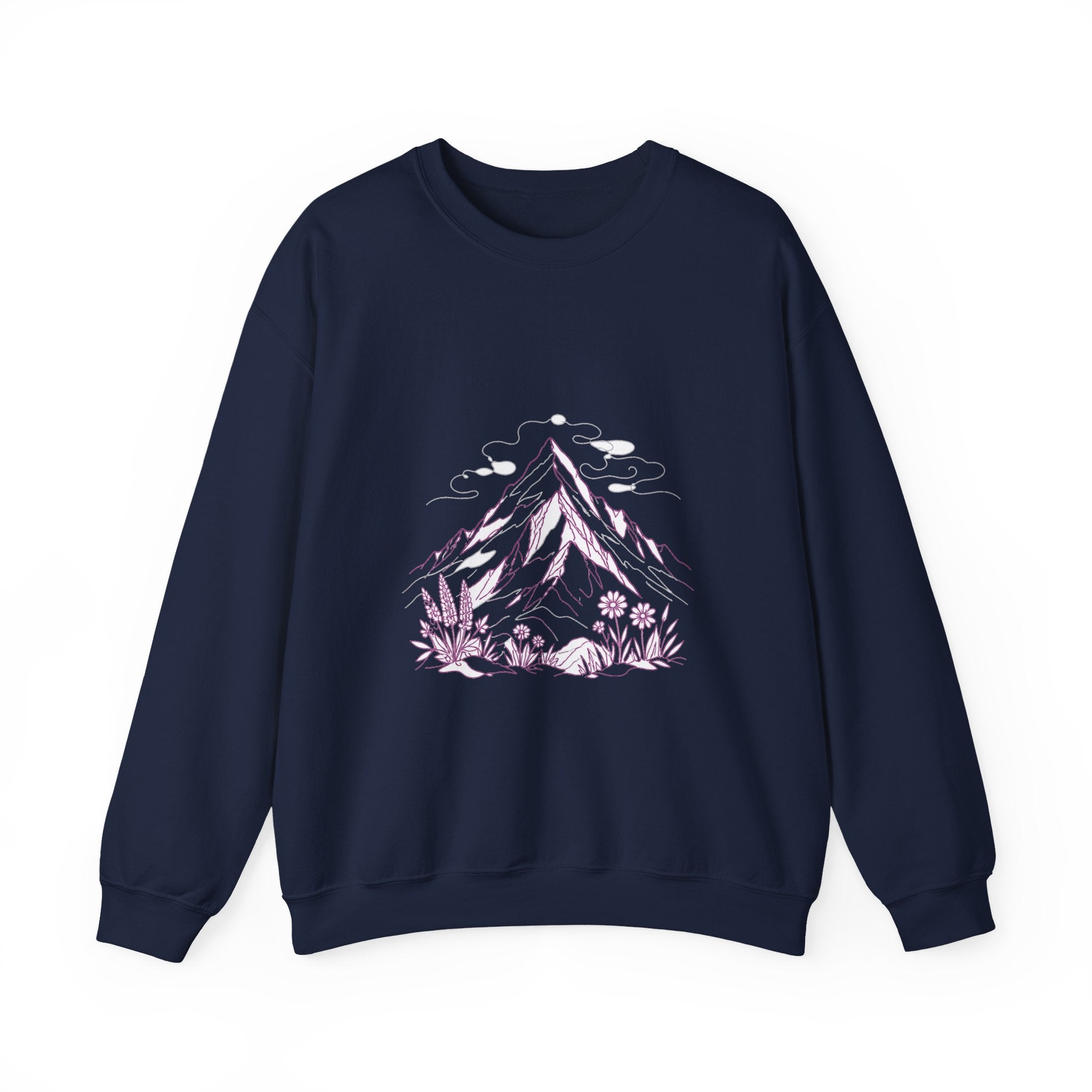 Matching Couple Sweatshirt - Mountain & Ocean Matching Couple Crewneck Sweatshirt Minimalist Art His Hers Valentine Gift - Design A