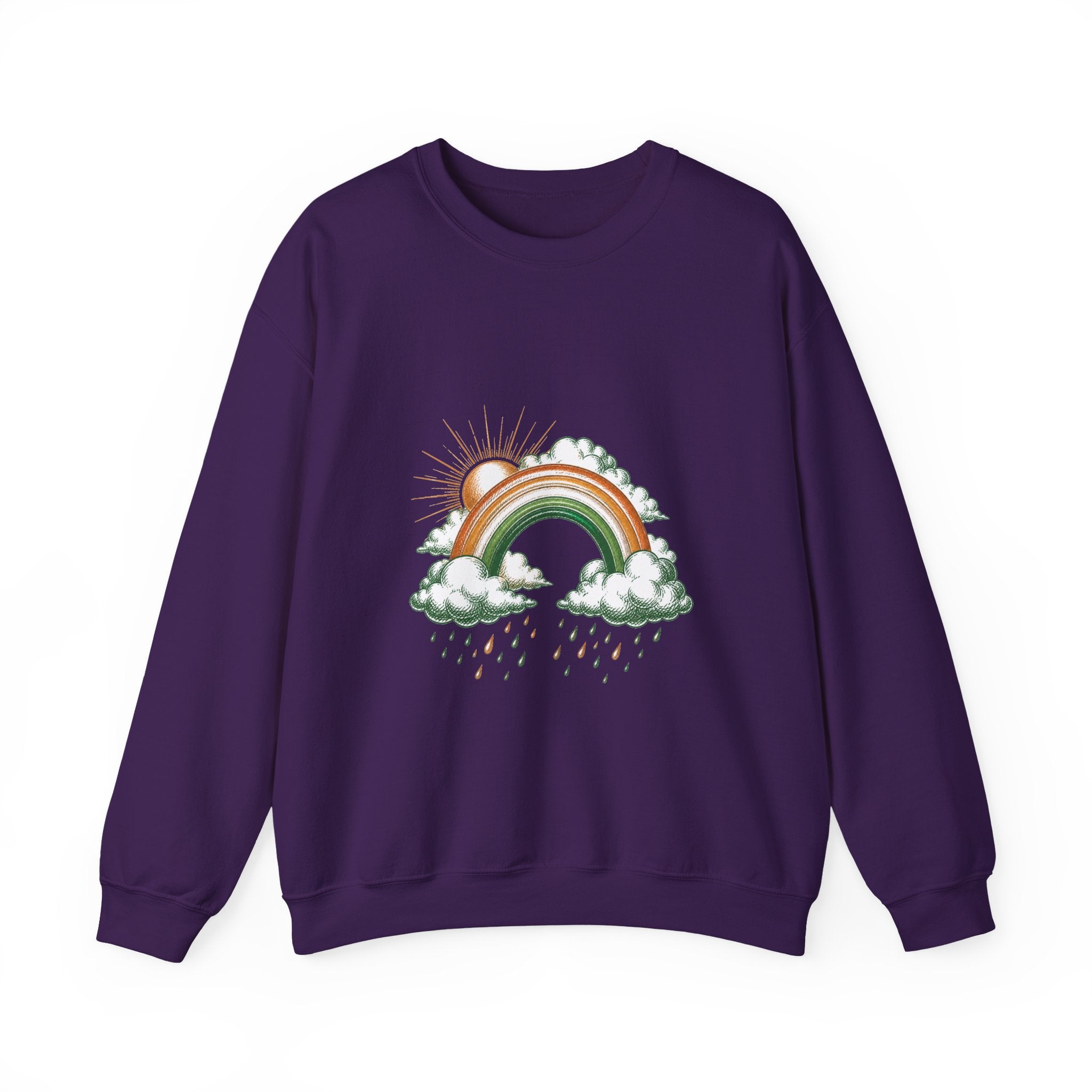 Matching Couple Sweatshirt - Storm & Rainbow Matching Couple Premium Fleece Sweatshirt Hand-Drawn Art His Hers Anniversary Gift - Design B