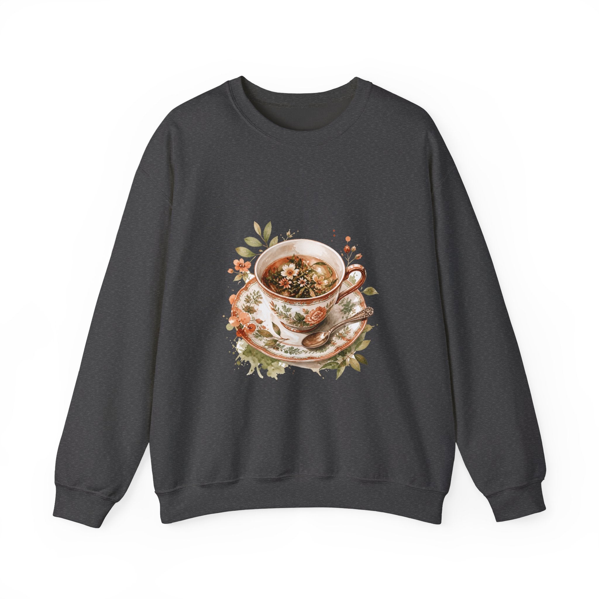 Matching Couple Sweatshirt - Coffee & Tea Matching Couple Crewneck Sweatshirt Watercolor Art His Hers Engagement Gift - Design B