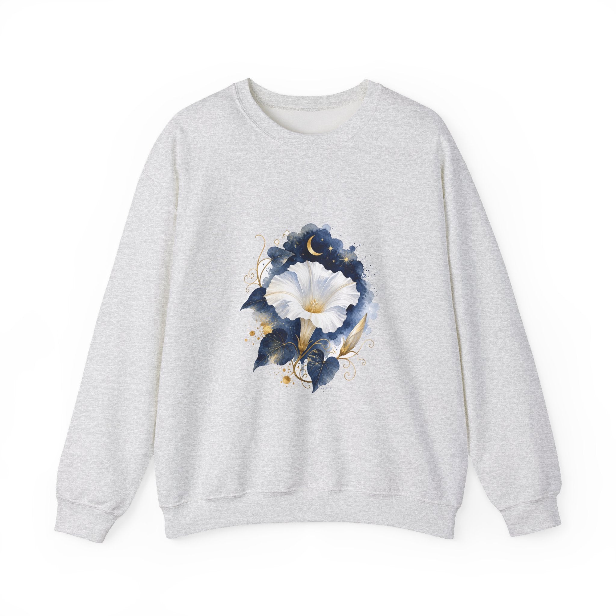 Matching Couple Sweatshirt - Sunflower & Moonflower Matching Couple Premium Fleece Sweatshirt Watercolor Art His Hers Birthday Gift - Design B