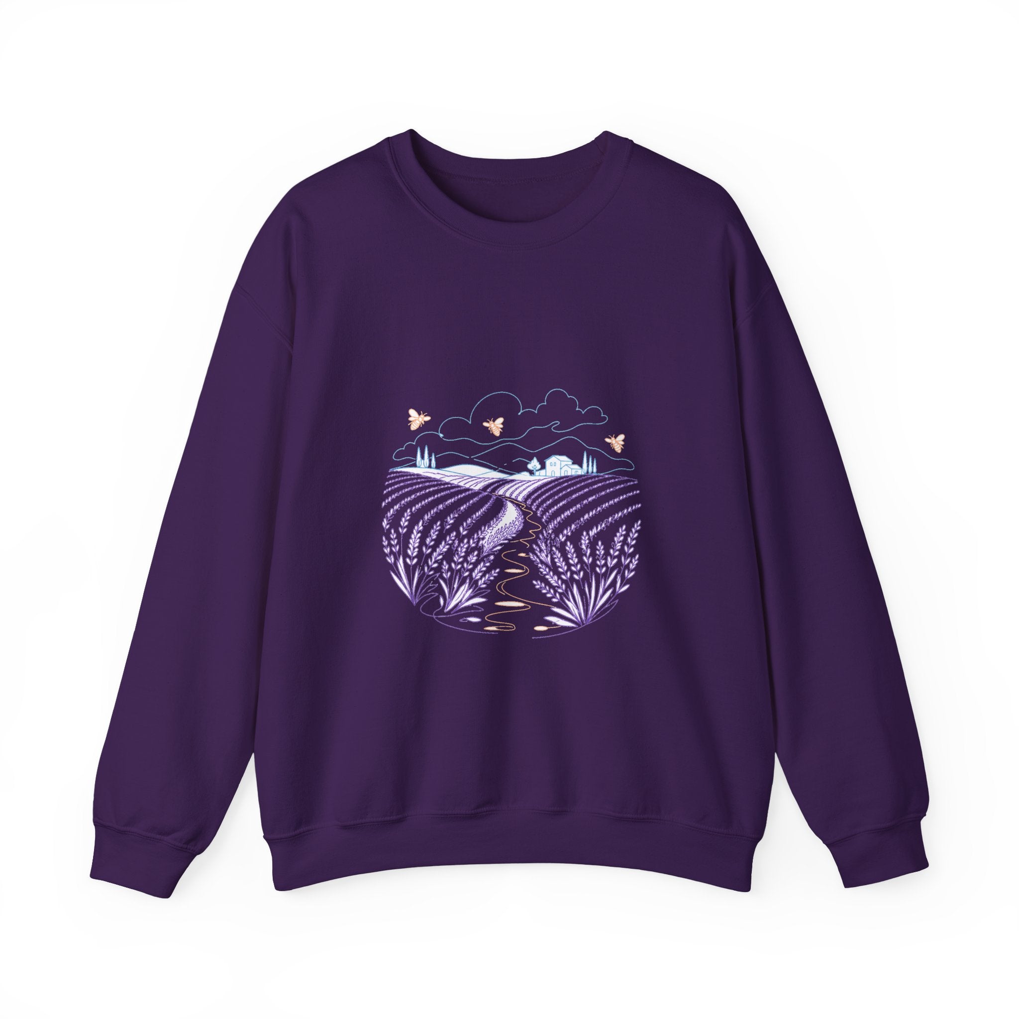 Matching Couple Sweatshirt - Lavender Fields & Canyon Matching Couple Comfort Colors Crew Minimalist Art His Hers Christmas Gift - Design A