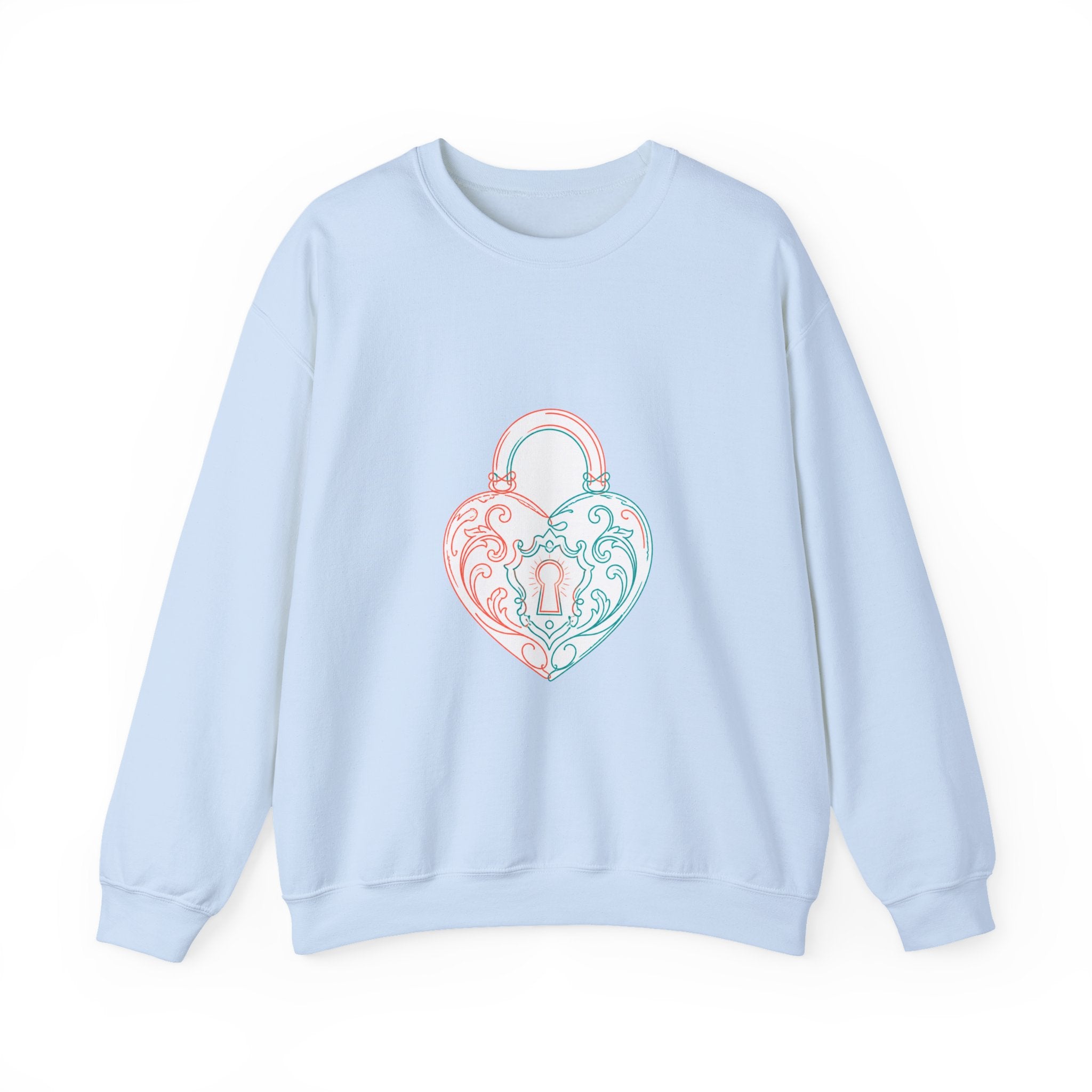 Matching Couple Sweatshirt - Key & Lock Matching Couple Crewneck Sweatshirt Minimalist Art His Hers Valentine Gift - Design B