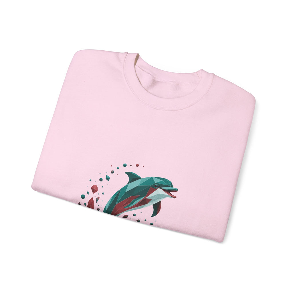 Matching Couple Sweatshirt - Shark & Dolphin Matching Couple Comfort Colors Crew Geometric Art His Hers Love Gift - Design B