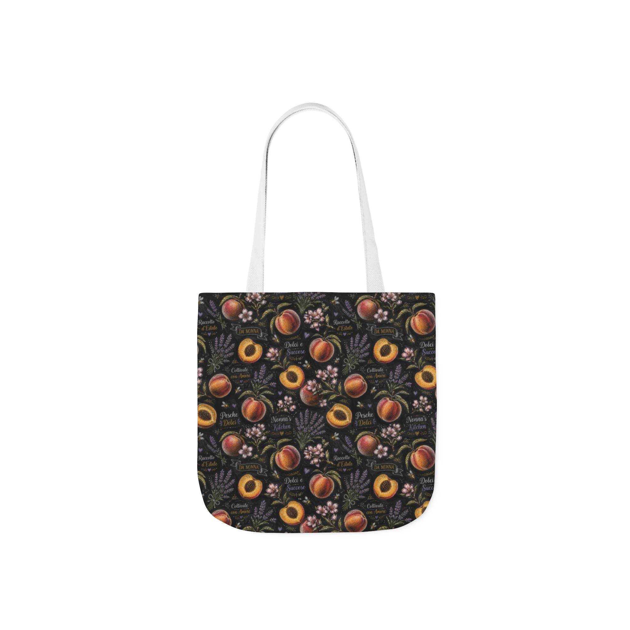 Ripe Peaches Canvas Tote Bag Mediterranean Kitchen Chalk Art Design Italian Cottagecore Gift