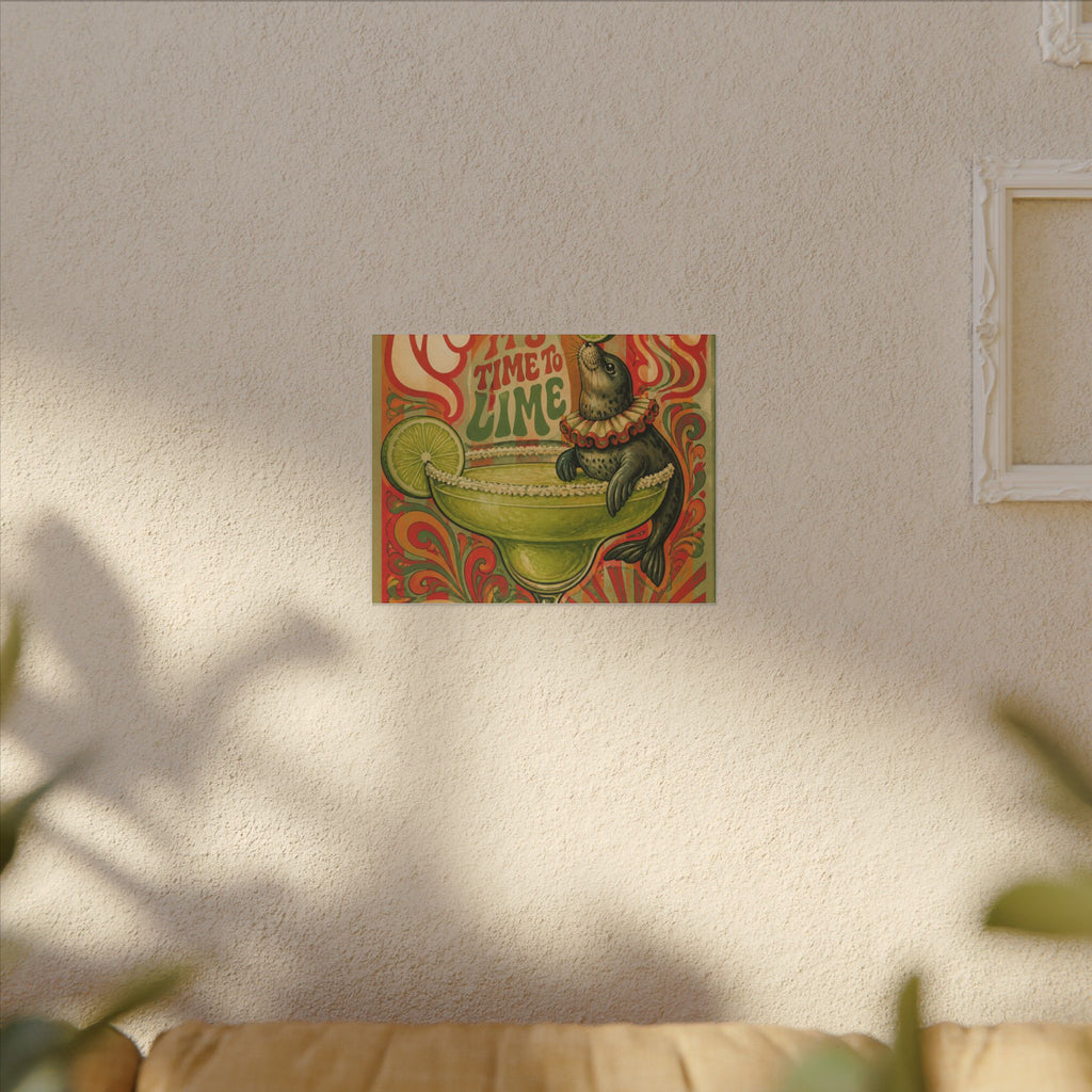 Margarita Balancing Seal Wall Art Canvas 16×20 Psychedelic Cafe Decor Maximalist Print