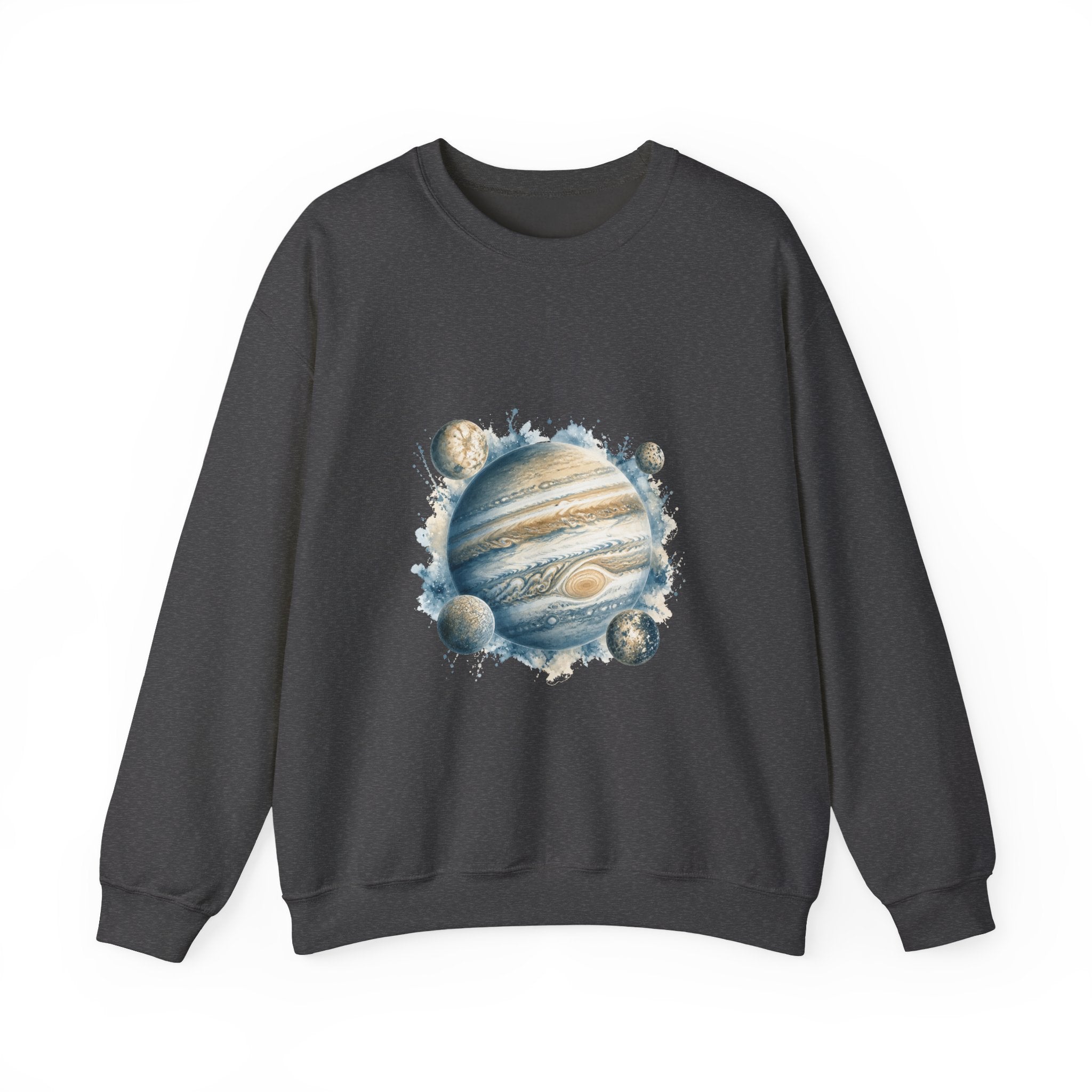 Matching Couple Sweatshirt - Saturn & Jupiter Matching Couple Crewneck Sweatshirt Watercolor Art His Hers Engagement Gift - Design B