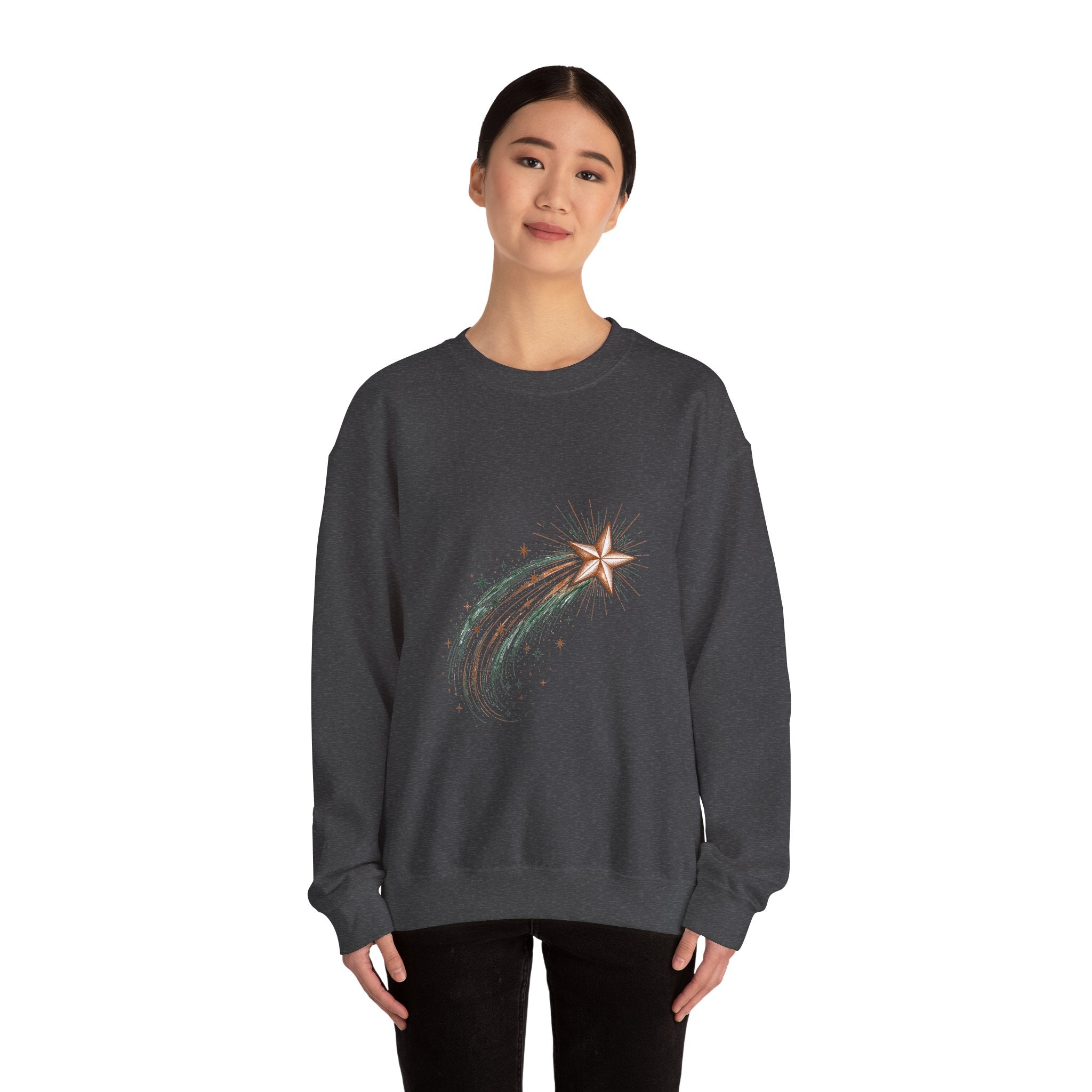 Matching Couple Sweatshirt - Shooting Star & North Star Matching Couple Comfort Colors Crew Hand-Drawn Art His Hers Anniversary Gift - Design A