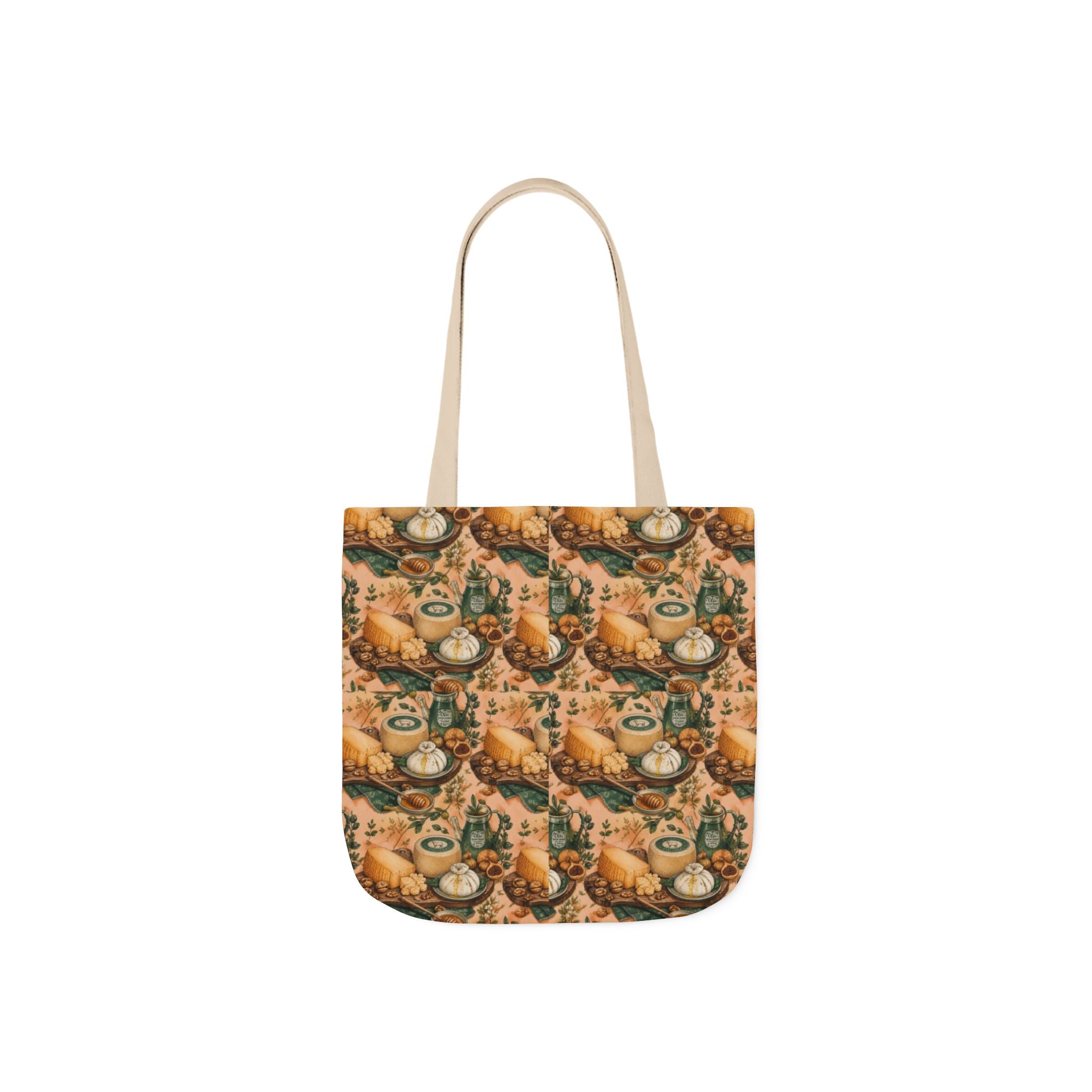 Italian Cheese Board Canvas Tote Bag Mediterranean Kitchen Watercolor Design Italian Cottagecore Gift