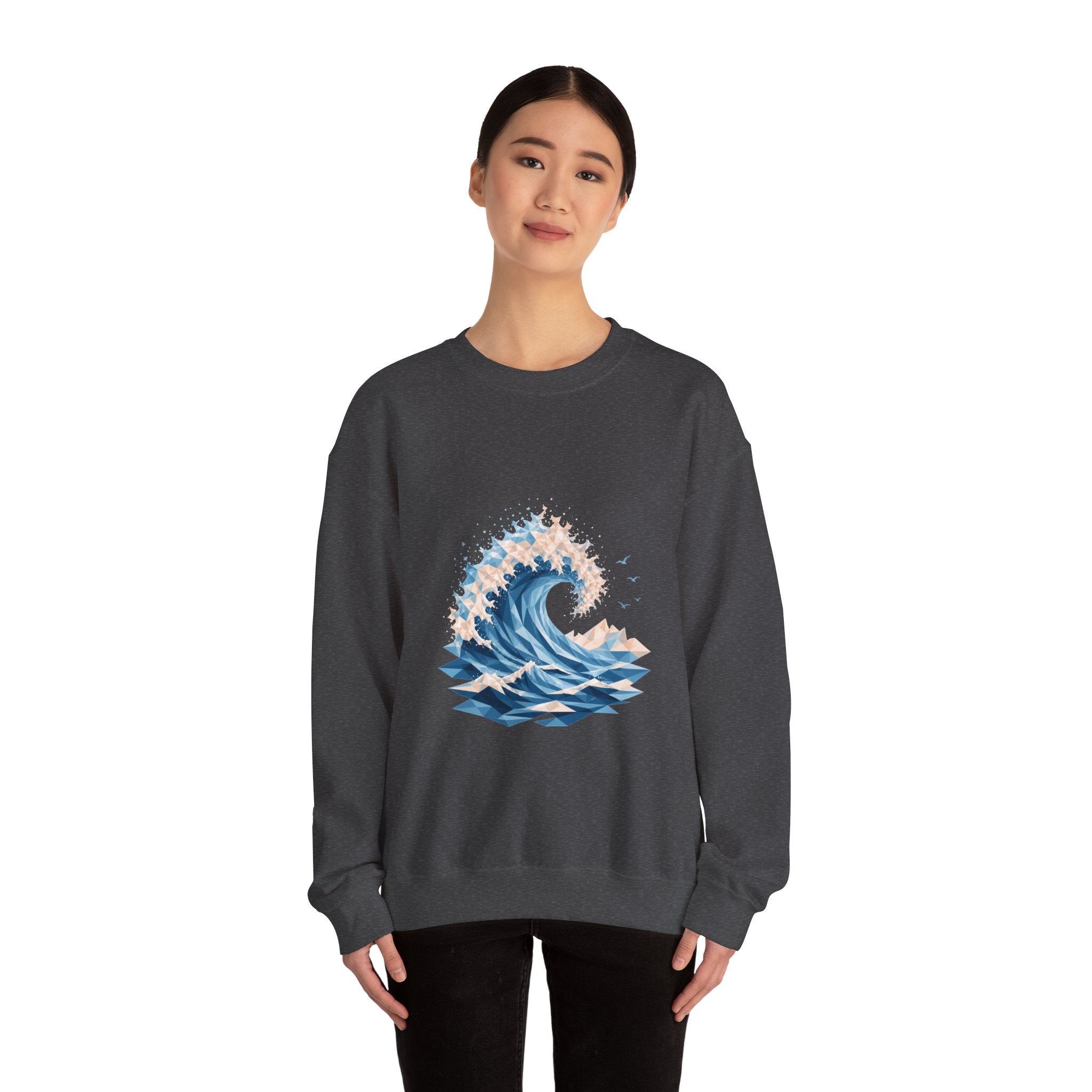 Matching Couple Sweatshirt - Mountain & Ocean Matching Couple Comfort Colors Crew Geometric Art His Hers Love Gift - Design B