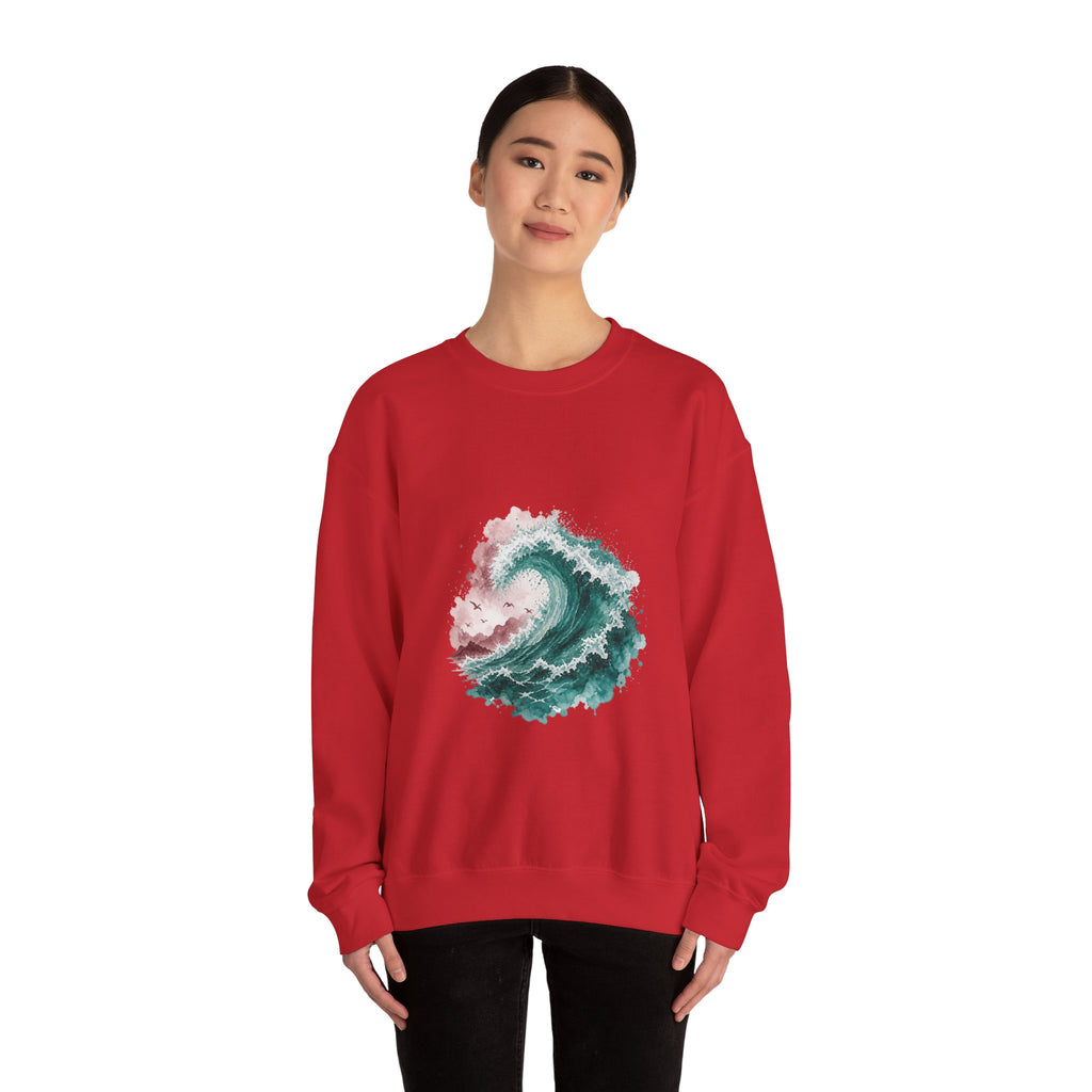 Matching Couple Sweatshirt - Mountain & Ocean Matching Couple Crewneck Sweatshirt Watercolor Art His Hers Engagement Gift - Design B
