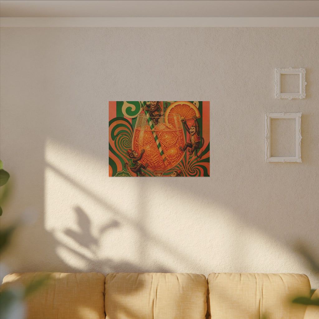 Aperol Spritz Monkeys Wall Art Canvas 16×20 Psychedelic Cafe Decor Maximalist Print