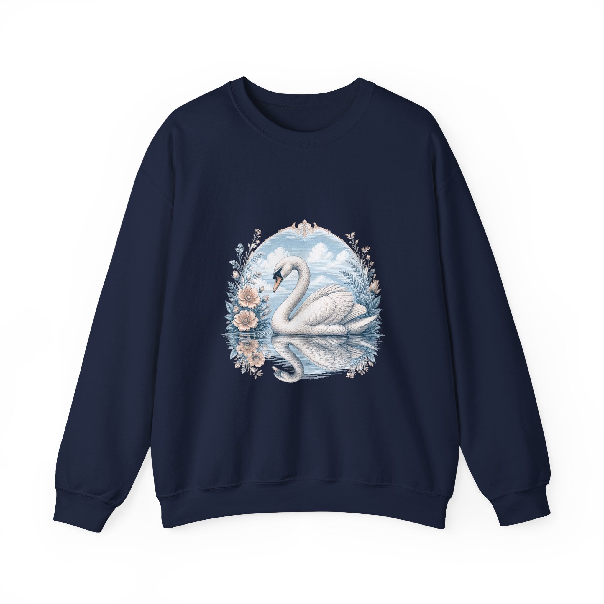 Matching Couple Sweatshirt - Raven & Swan Matching Couple Crewneck Sweatshirt Vintage Art His Hers Wedding Gift - Design B