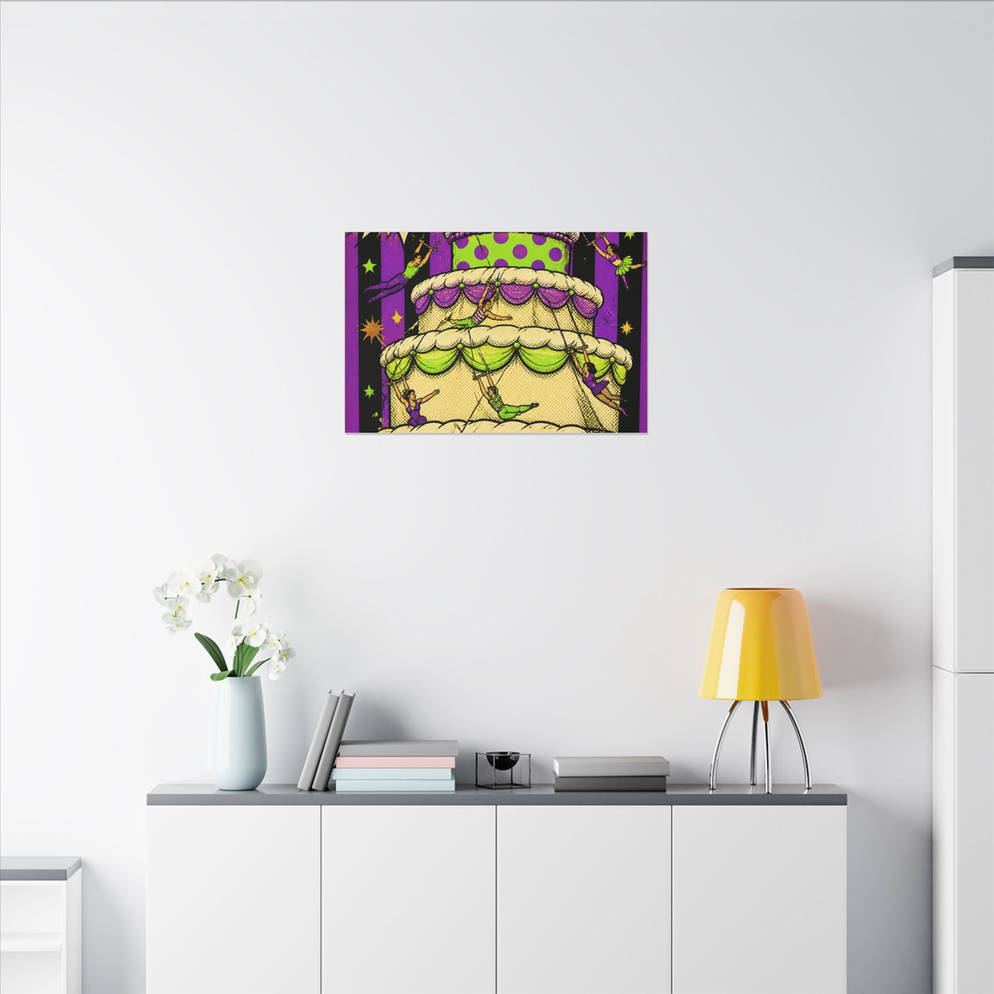 Birthday Cake Trapeze Wall Art Canvas 24×36 Pop Art Restaurant Decor Maximalist Print