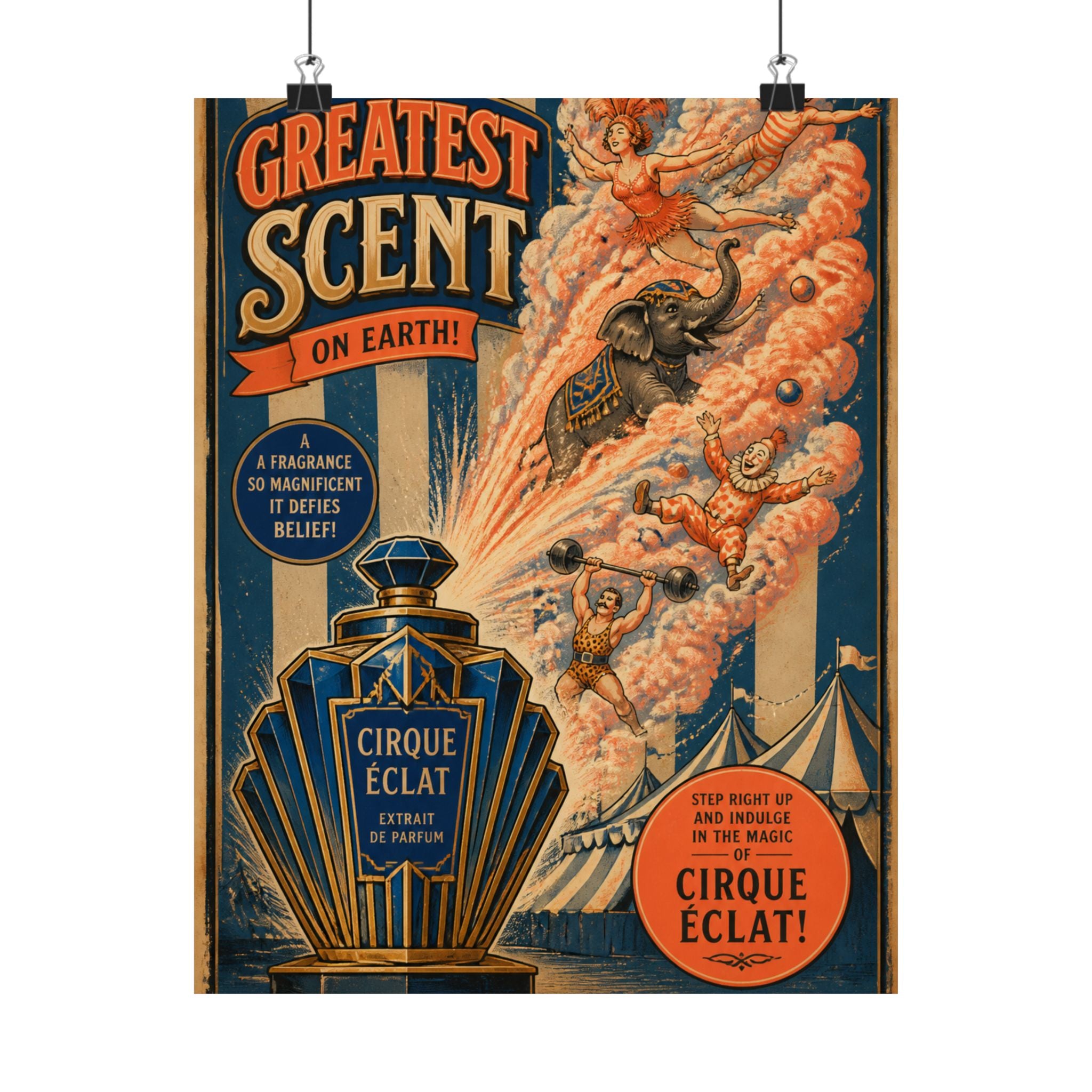 Perfume Bottle Fountain Wall Art Poster 18×24 Vintage Circus Kitchen Decor Maximalist Print
