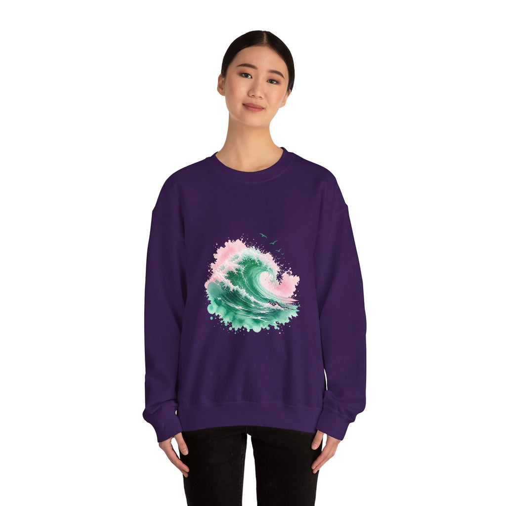 Matching Couple Sweatshirt - Mountain & Ocean Matching Couple Comfort Colors Crew Watercolor Art His Hers Birthday Gift - Design B