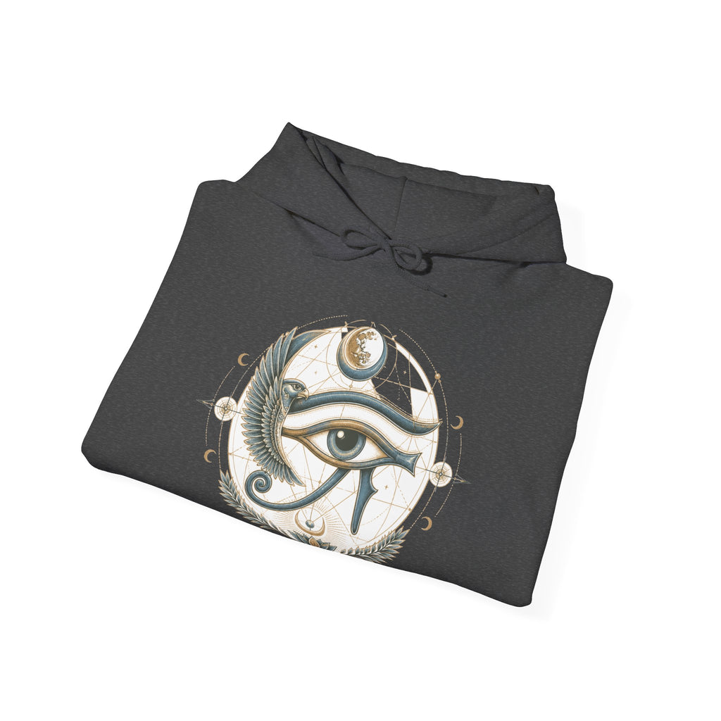 Matching Couple Sweatshirt - Eye of Ra & Horus Matching Couple Hooded Sweatshirt Vintage Art His Hers Wedding Gift - Design B