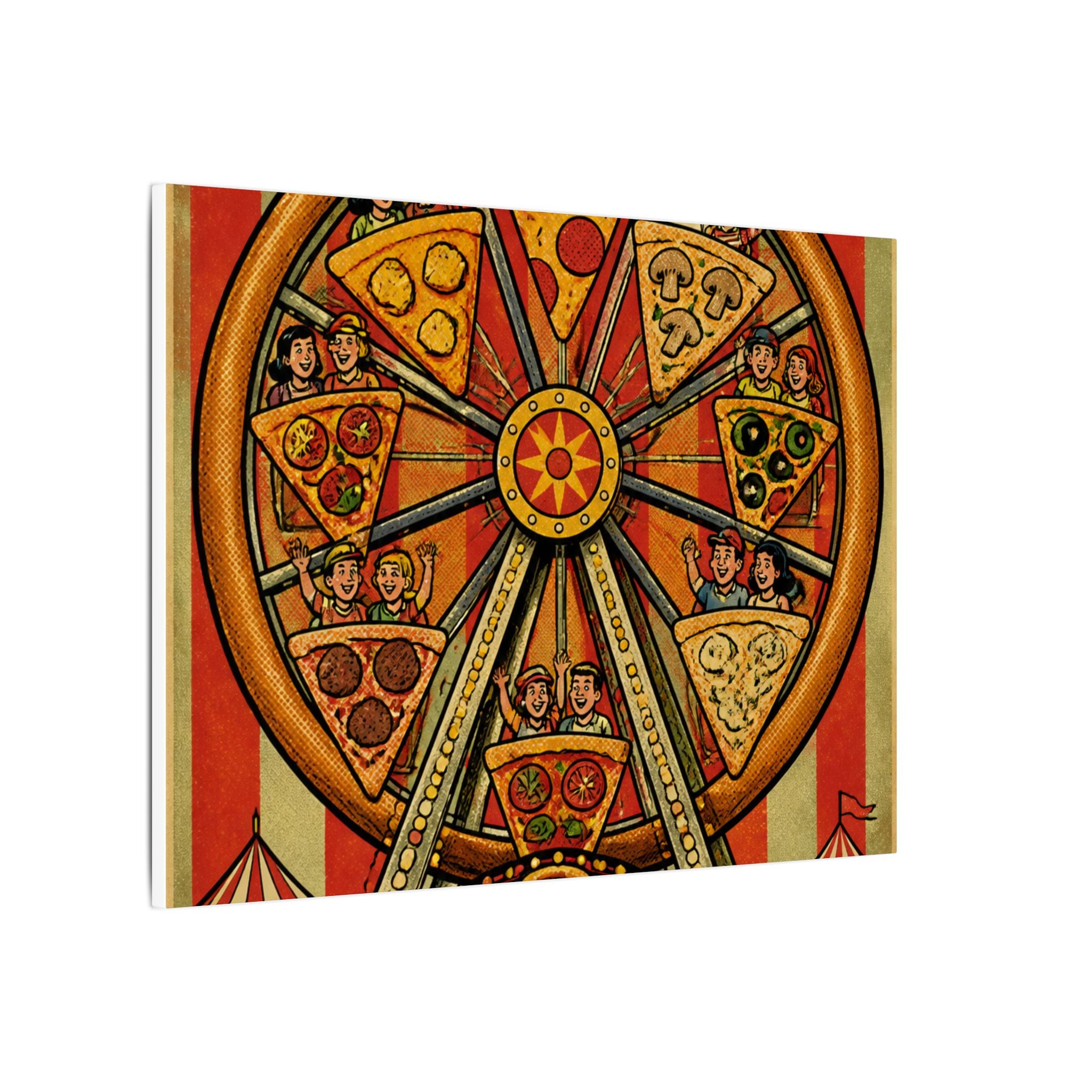 Pizza Ferris Wheel Wall Art Canvas 24×36 Pop Art Restaurant Decor Maximalist Print