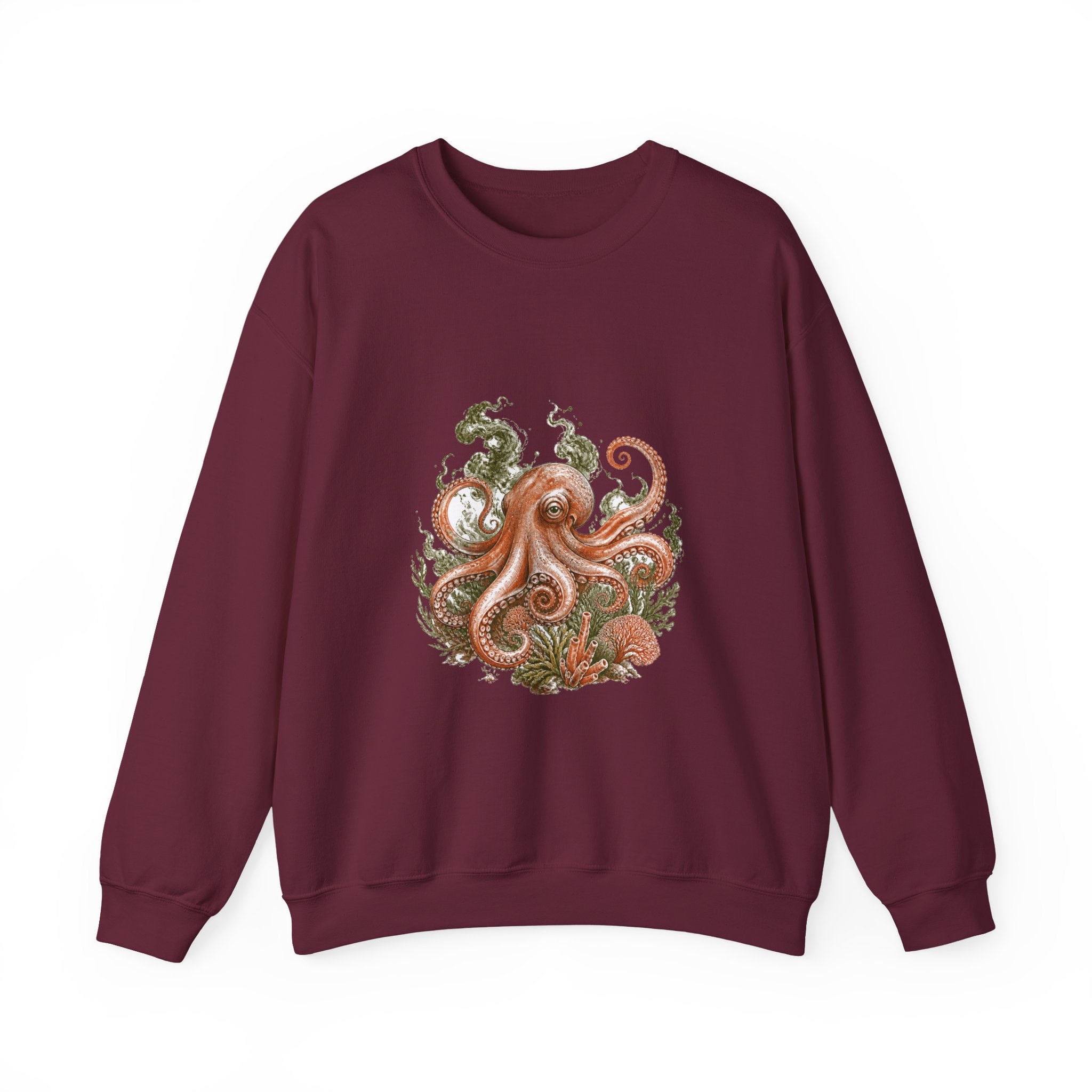 Matching Couple Sweatshirt - Octopus & Jellyfish Matching Couple Comfort Colors Crew Hand-Drawn Art His Hers Anniversary Gift - Design A