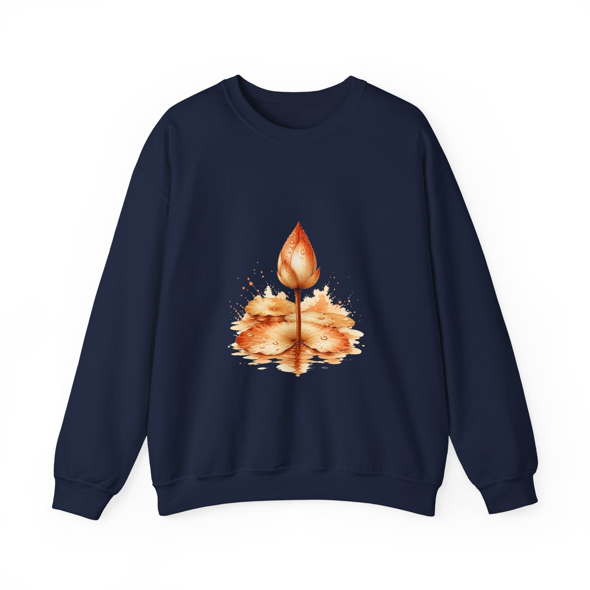 Matching Couple Sweatshirt - Open & Closed Lotus Matching Couple Comfort Colors Crew Watercolor Art His Hers Birthday Gift - Design B