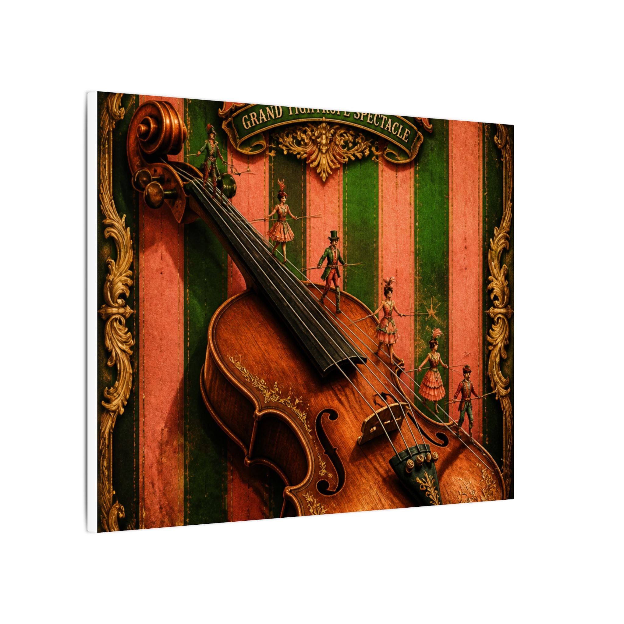 Violin Tightrope Bridge Wall Art Canvas 24×36 Baroque Studio Decor Maximalist Print