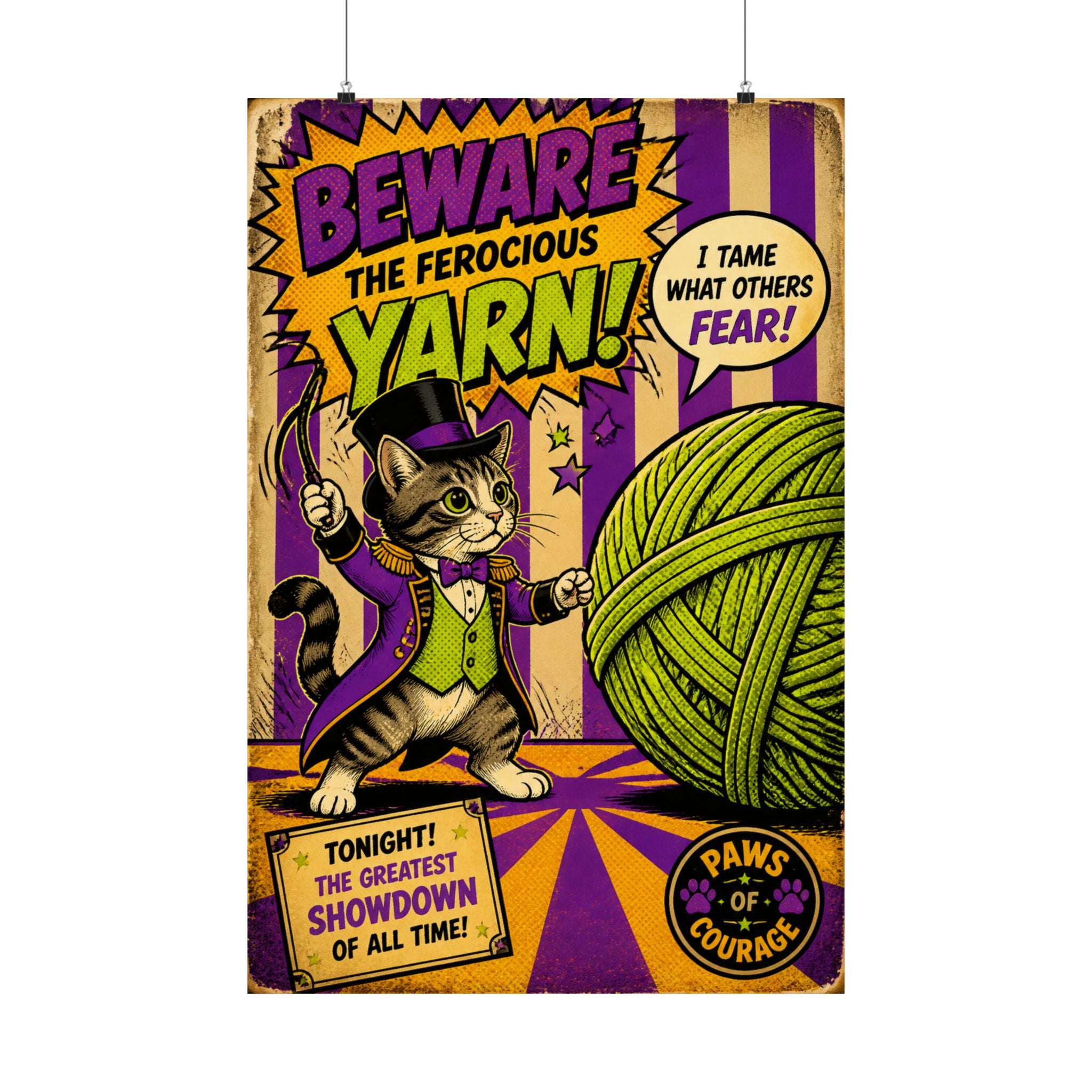 Cat Lion Tamer Wall Art Poster 18×24 Pop Art Living Room Decor Maximalist Print