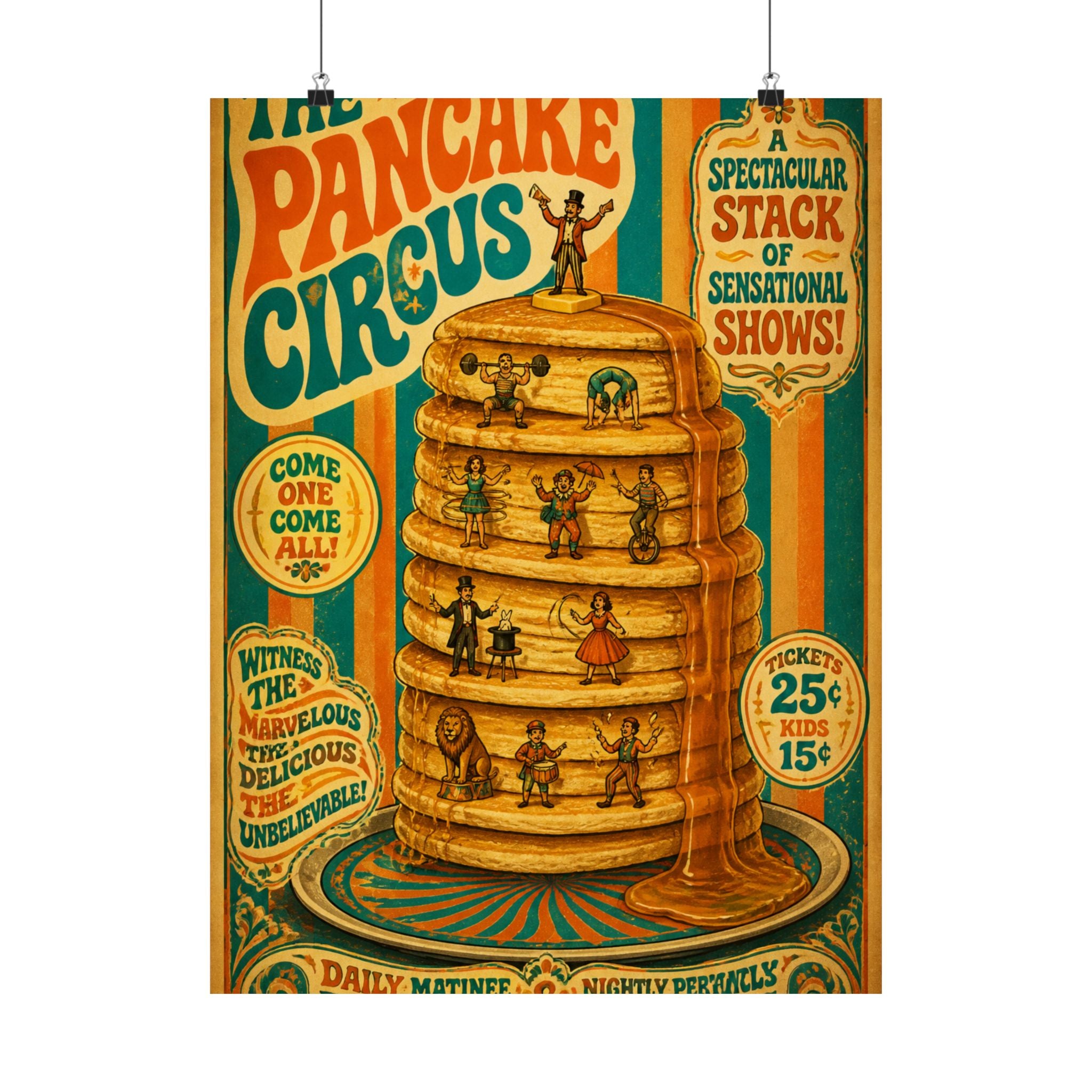 Pancake Stack Platform Wall Art Poster 18×24 Psychedelic Cafe Decor Maximalist Print