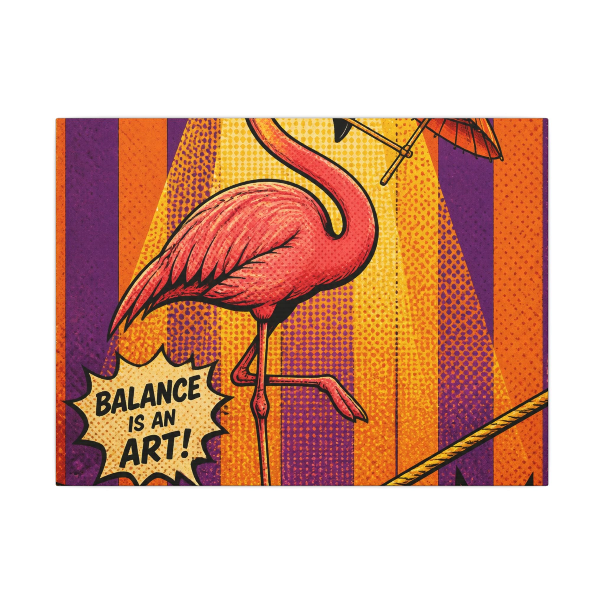 Flamingo Tightrope Wall Art Canvas 24×36 Pop Art Restaurant Decor Maximalist Print