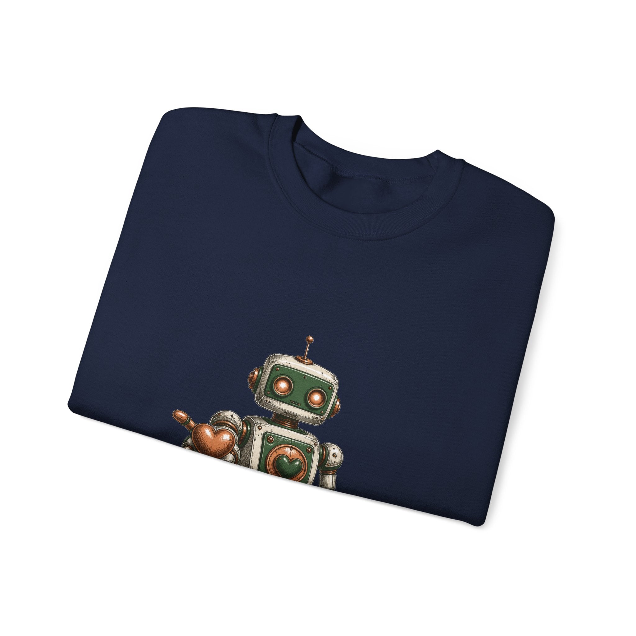 Matching Couple Sweatshirt - Robot & Heart Matching Couple Crewneck Sweatshirt Hand-Drawn Art His Hers Best Friend Gift - Design A