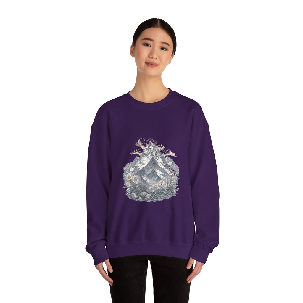 Matching Couple Sweatshirt - Mountain & Ocean Matching Couple Crewneck Sweatshirt Vintage Art His Hers Wedding Gift - Design A