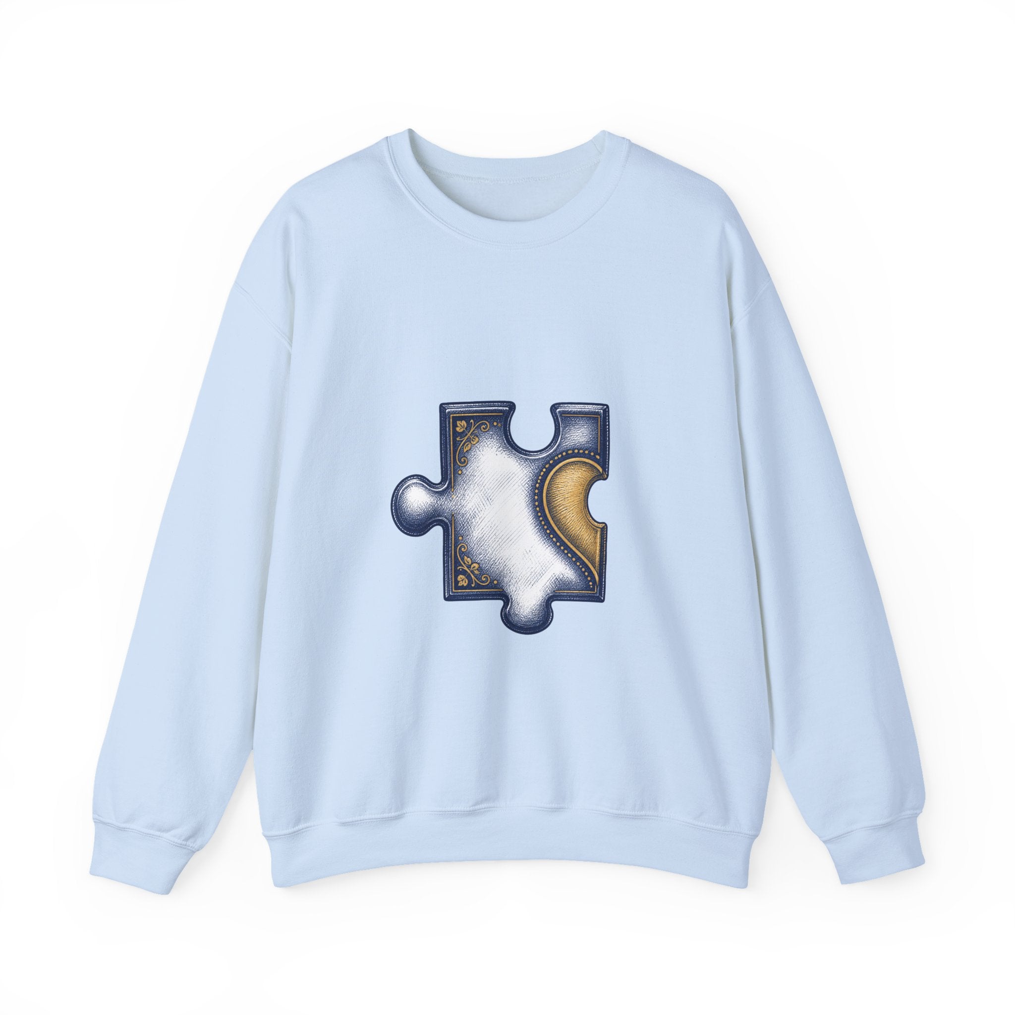 Matching Couple Sweatshirt - Puzzle Pieces Matching Couple Premium Fleece Sweatshirt Hand-Drawn Art His Hers Anniversary Gift - Design A