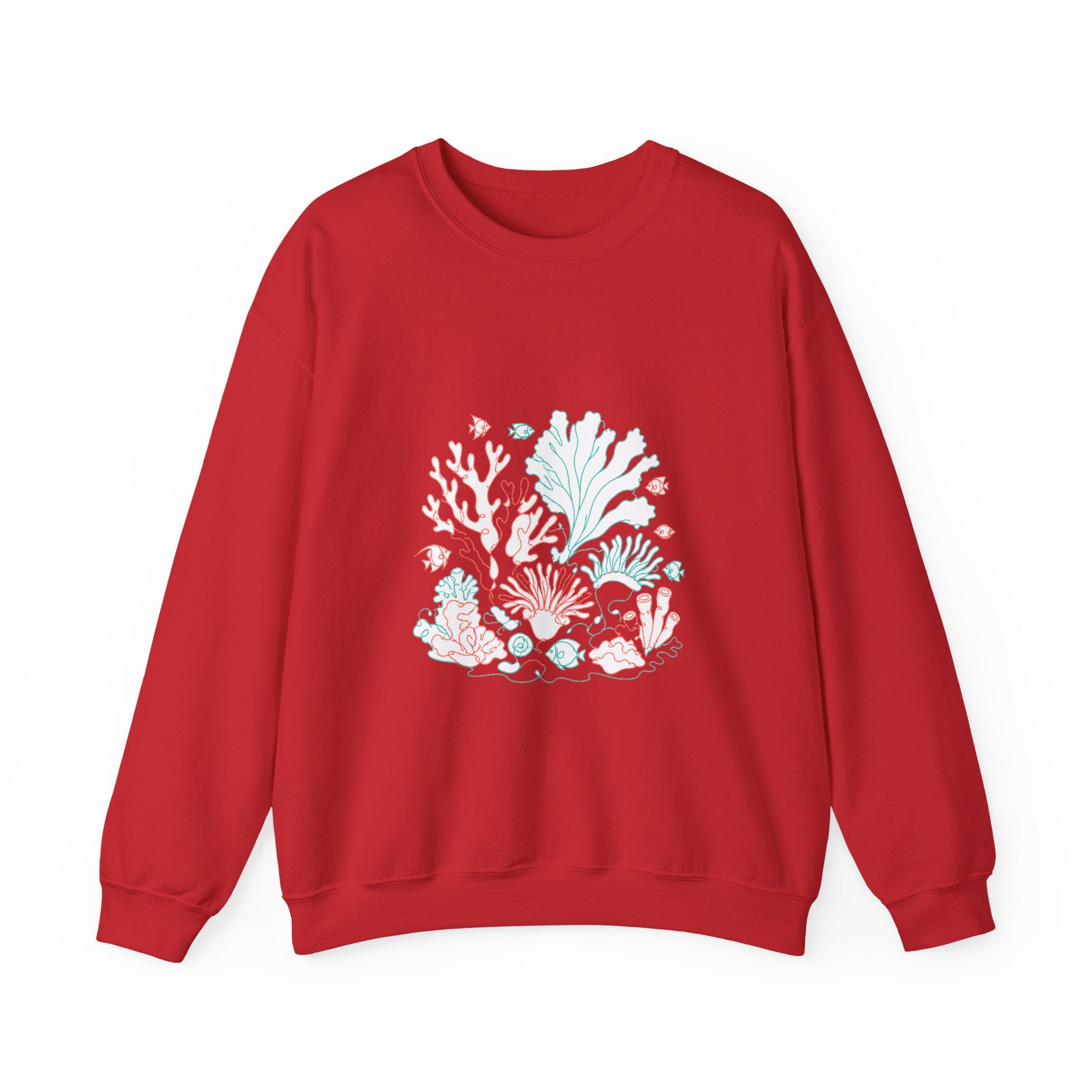 Matching Couple Sweatshirt - Coral Reef & Deep Sea Matching Couple Crewneck Sweatshirt Minimalist Art His Hers Valentine Gift - Design A