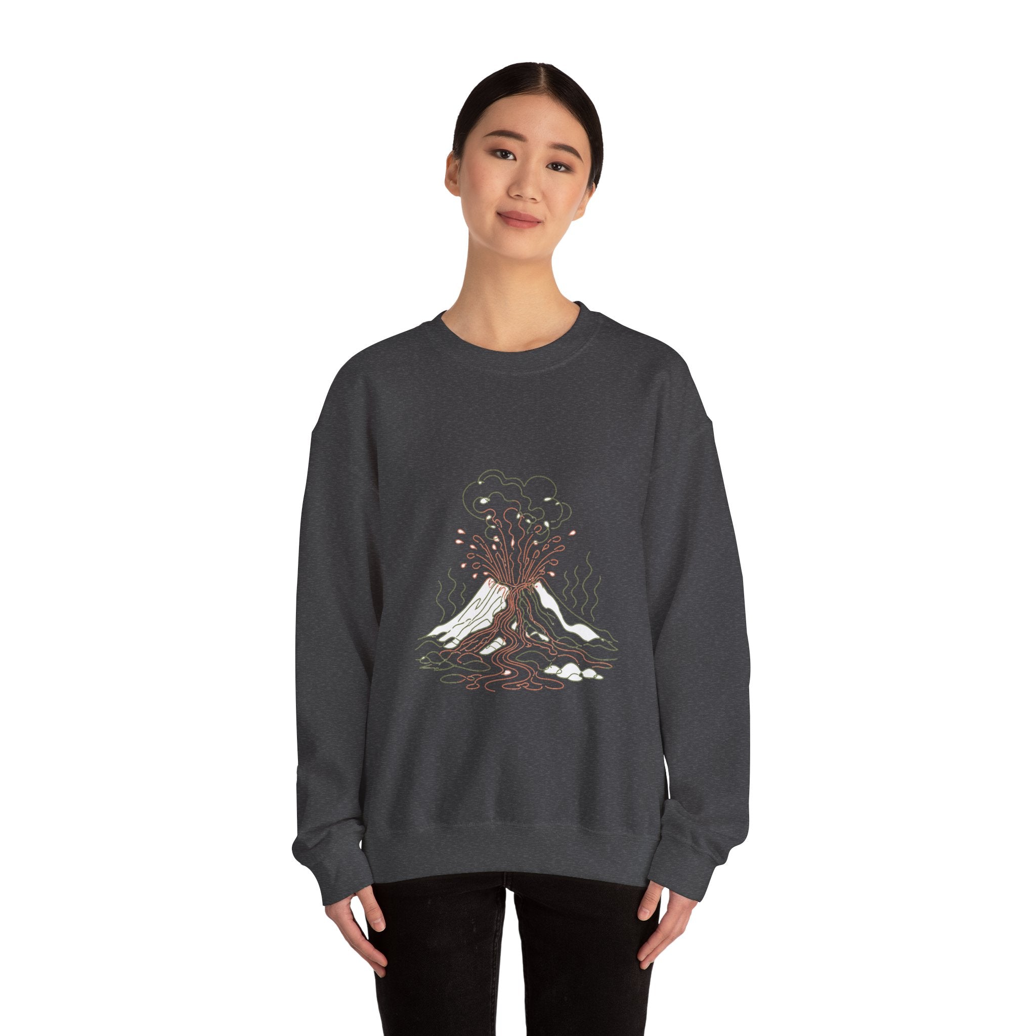 Matching Couple Sweatshirt - Volcano & Glacier Matching Couple Crewneck Sweatshirt Minimalist Art His Hers Valentine Gift - Design A