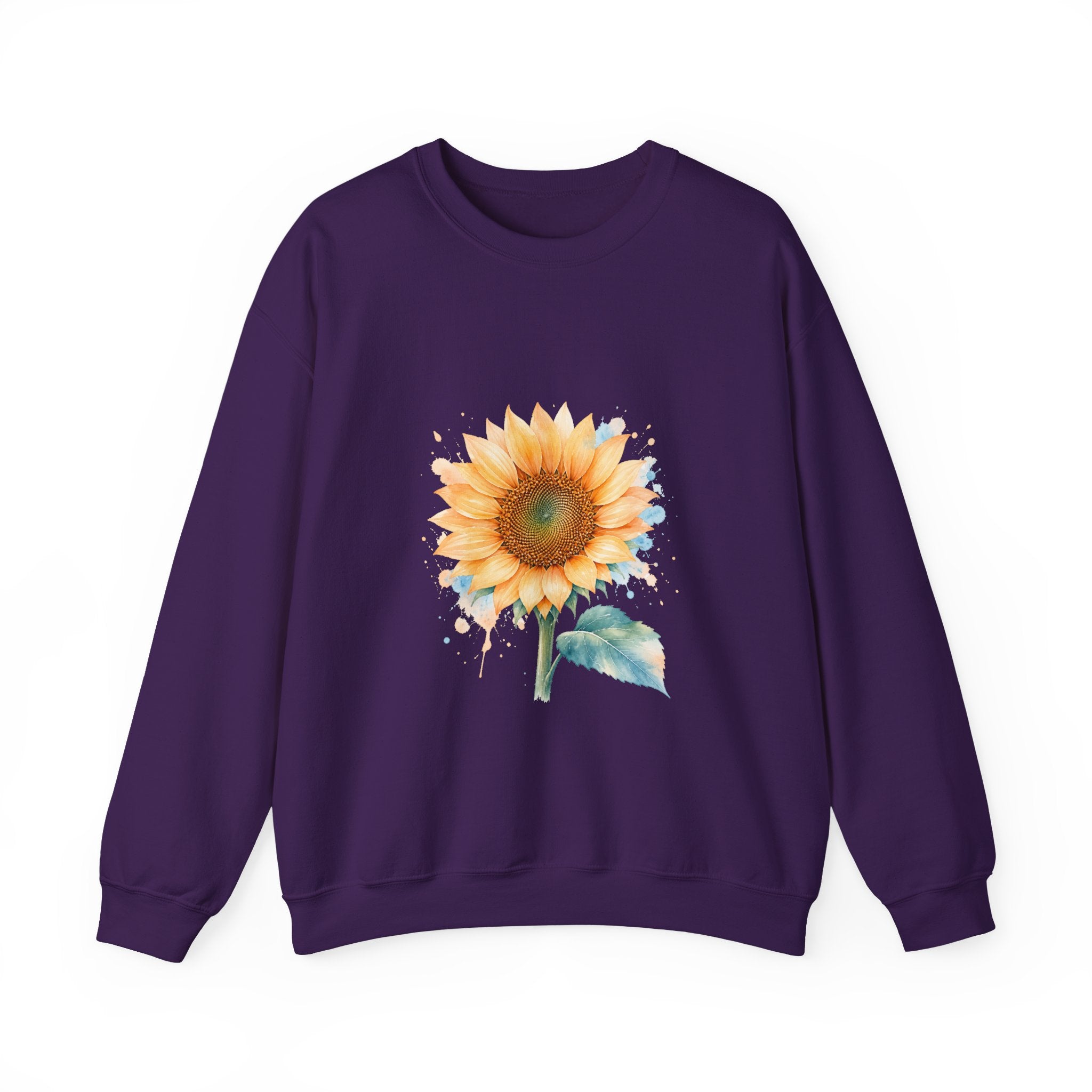 Matching Couple Sweatshirt - Sunflower & Moonflower Matching Couple Crewneck Sweatshirt Watercolor Art His Hers Engagement Gift - Design A