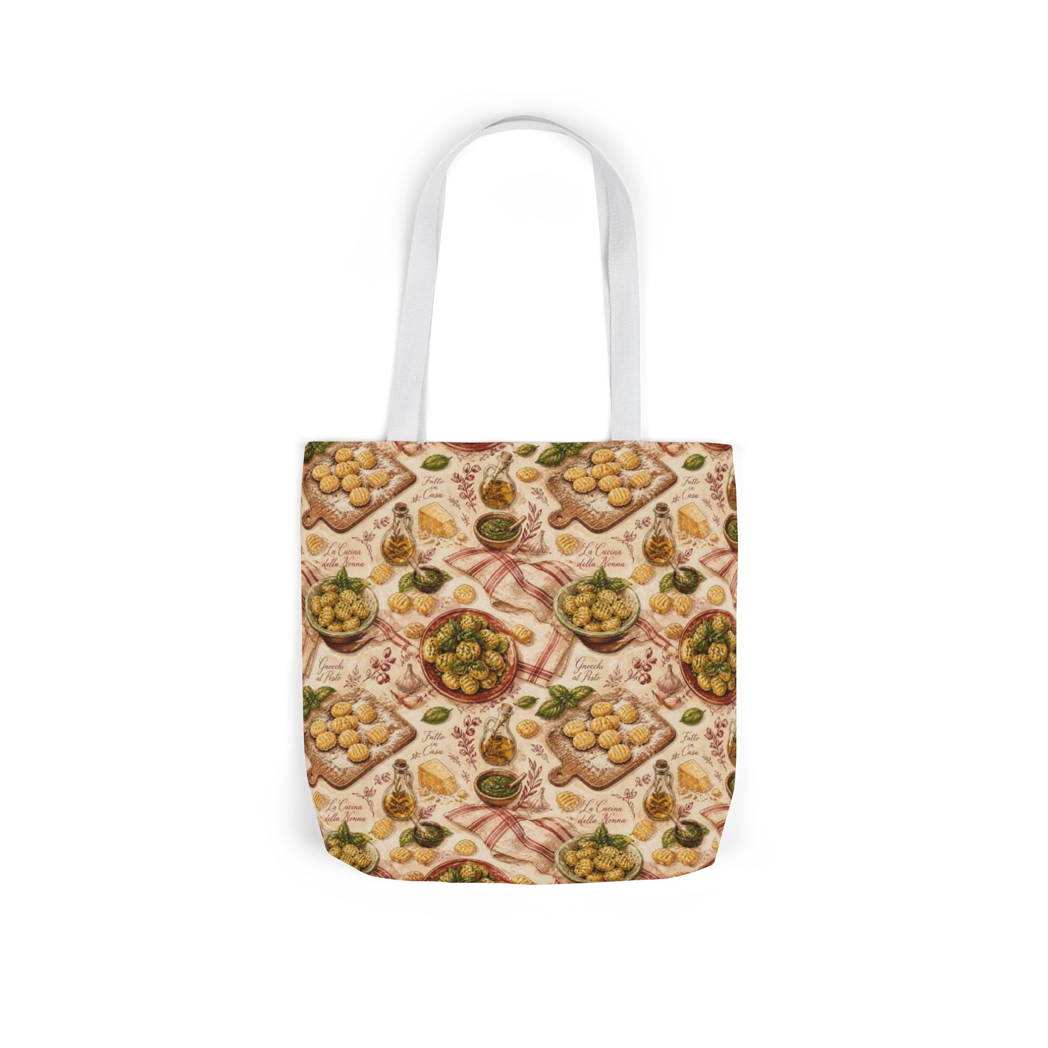 Potato Gnocchi Canvas Tote Bag Mediterranean Kitchen Watercolor Design Italian Cottagecore Gift