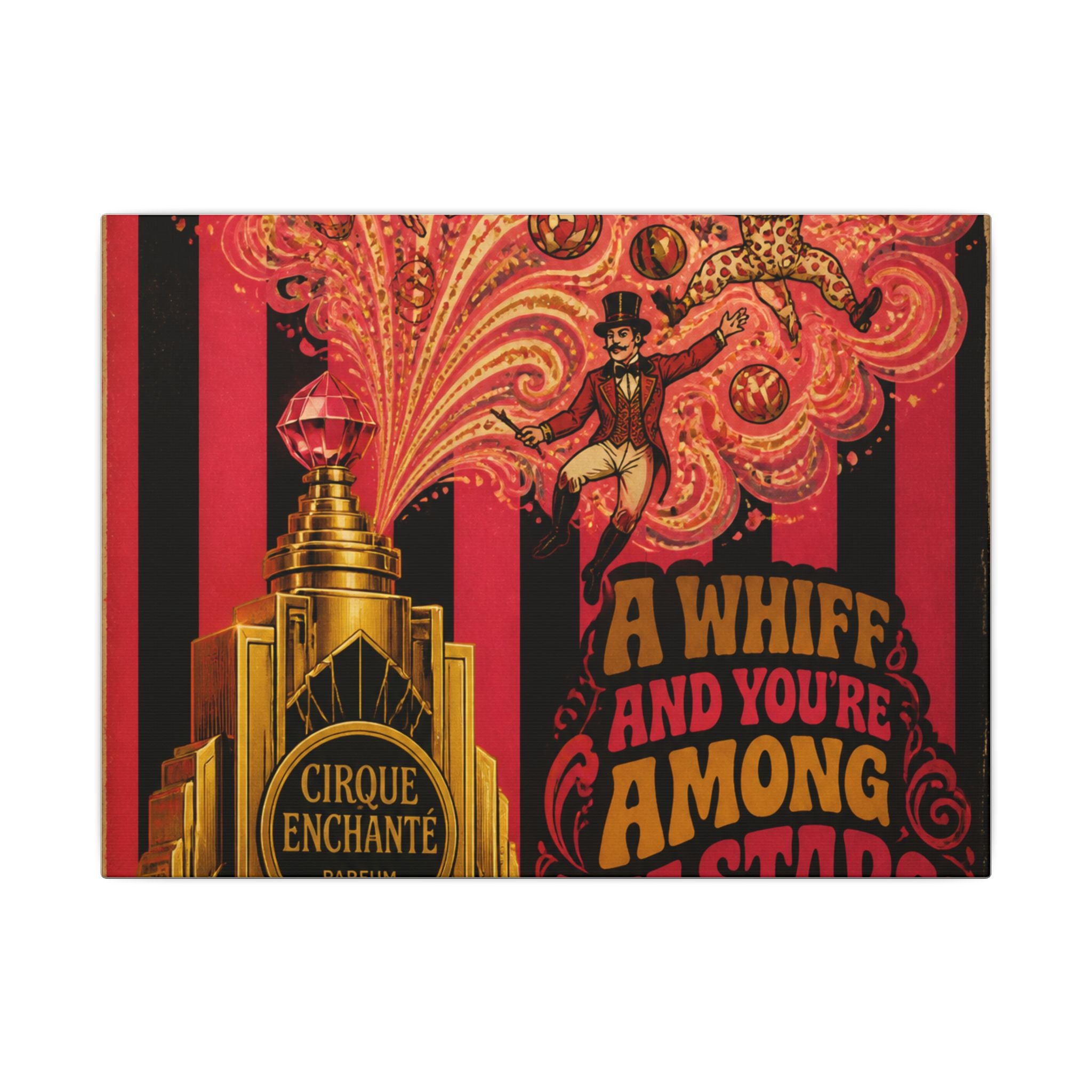 Perfume Bottle Fountain Wall Art Canvas 24×36 Psychedelic Dining Room Decor Maximalist Print