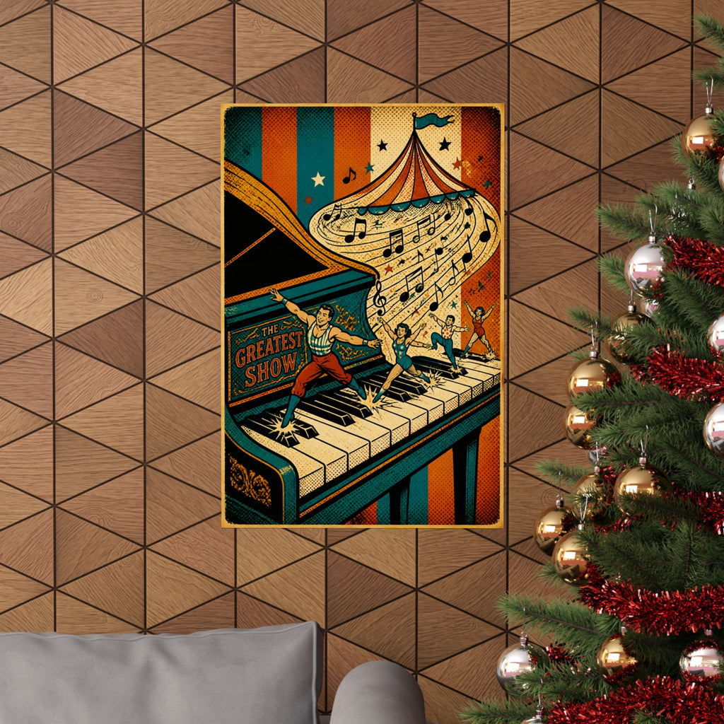 Grand Piano Acrobats Wall Art Poster 24×36 Pop Art Restaurant Decor Maximalist Print