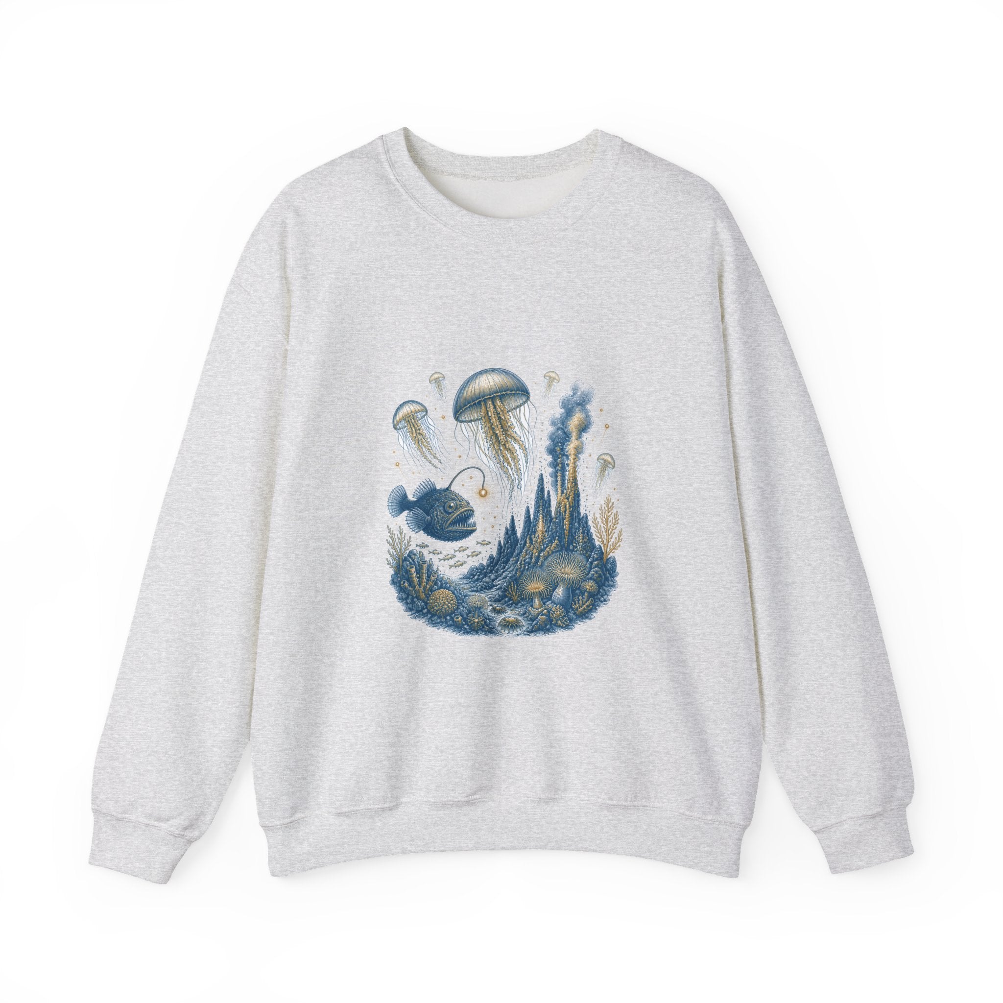 Matching Couple Sweatshirt - Coral Reef & Deep Sea Matching Couple Crewneck Sweatshirt Vintage Art His Hers Wedding Gift - Design B