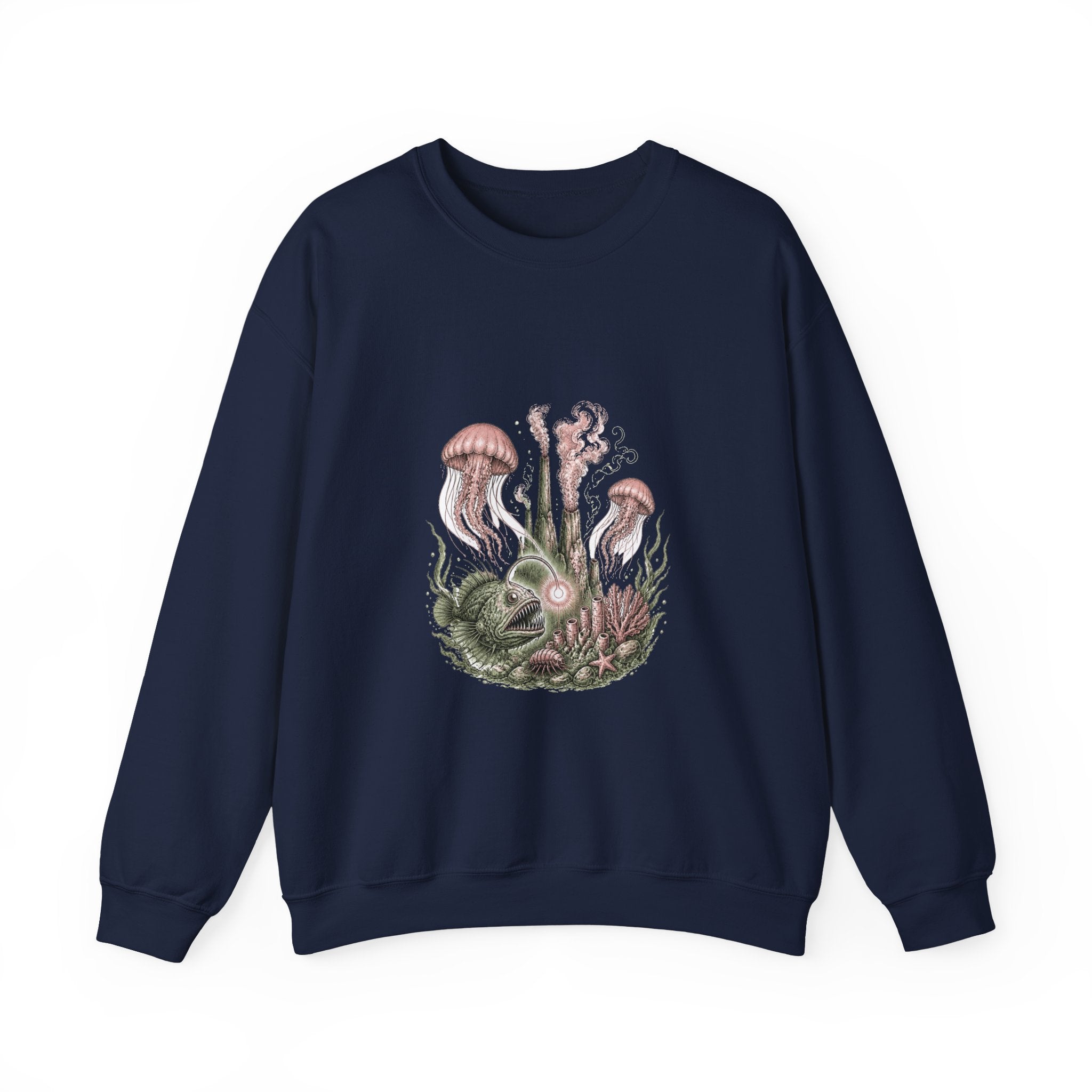 Matching Couple Sweatshirt - Coral Reef & Deep Sea Matching Couple Crewneck Sweatshirt Hand-Drawn Art His Hers Best Friend Gift - Design B