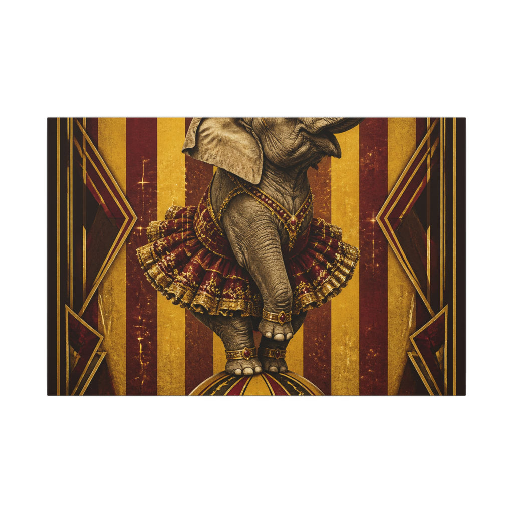 Elephant on Ball Wall Art Canvas 16×20 Art Deco Entryway Decor Maximalist Print