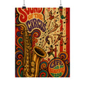 Saxophone Music Circus Wall Art Poster 18×24 Psychedelic Cafe Decor Maximalist Print